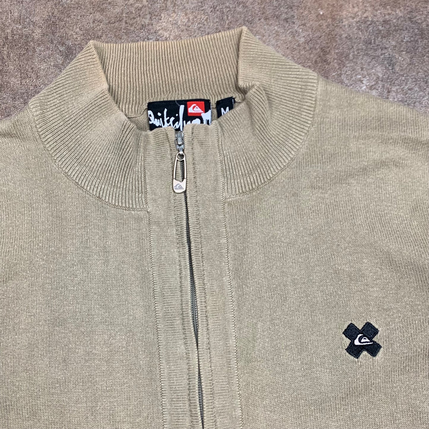 Quiksilver 00s cream beige zip cardigan