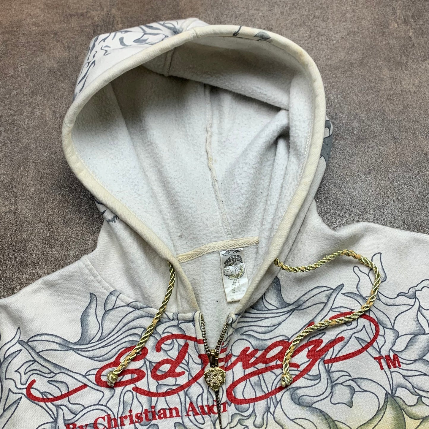Ed Hardy 00s Christian Audigier studded graphic hoodie
