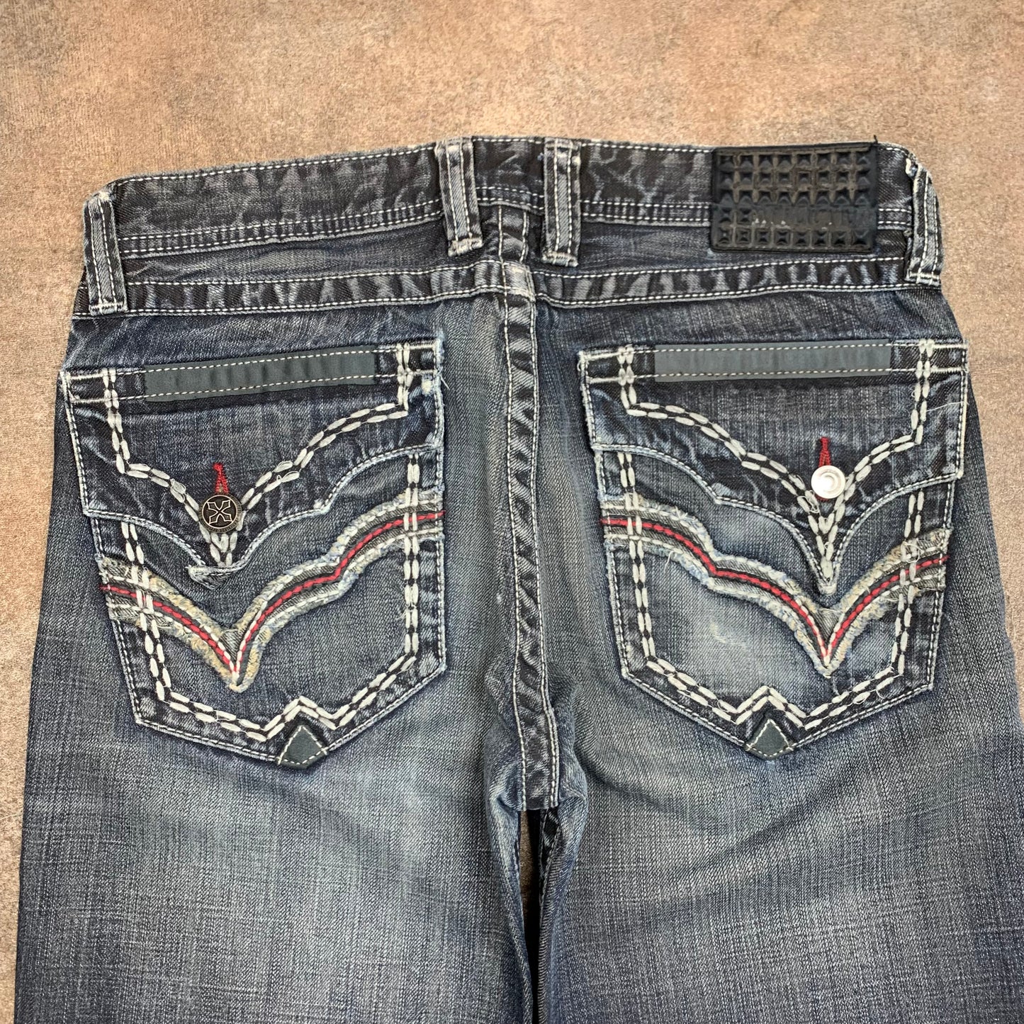 Affliction 00s navy grey grunge baggy jeans