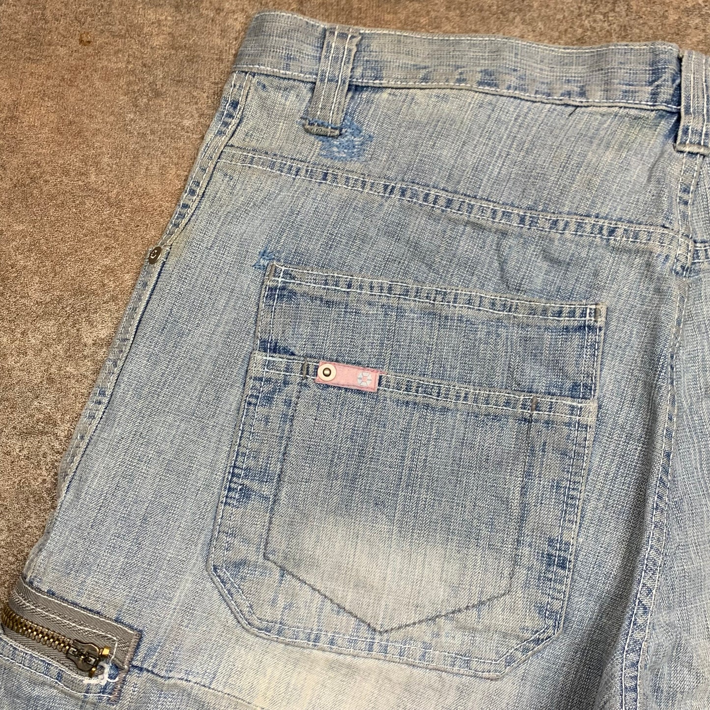 Southpole 00s pale blue baggy cargo jorts