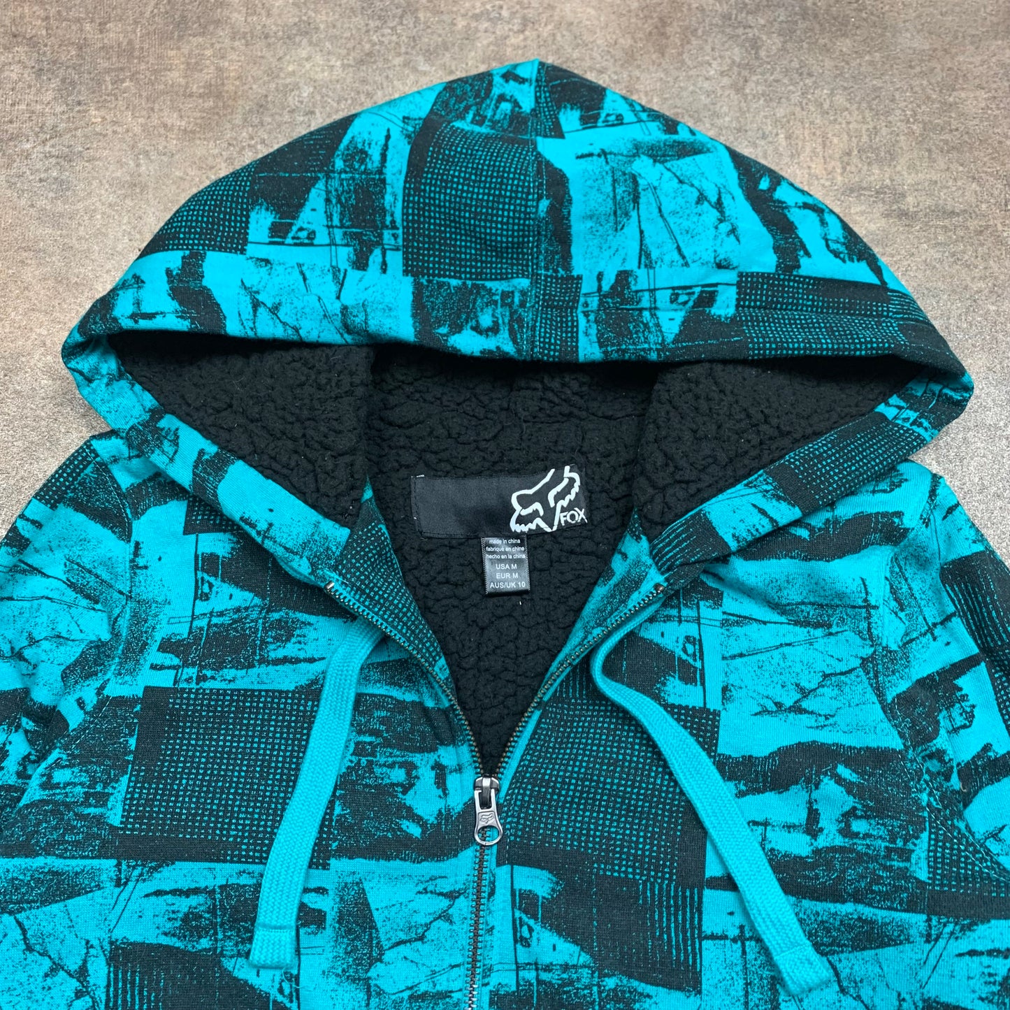 Fox Racing 00s fur lined graphic hoodie
