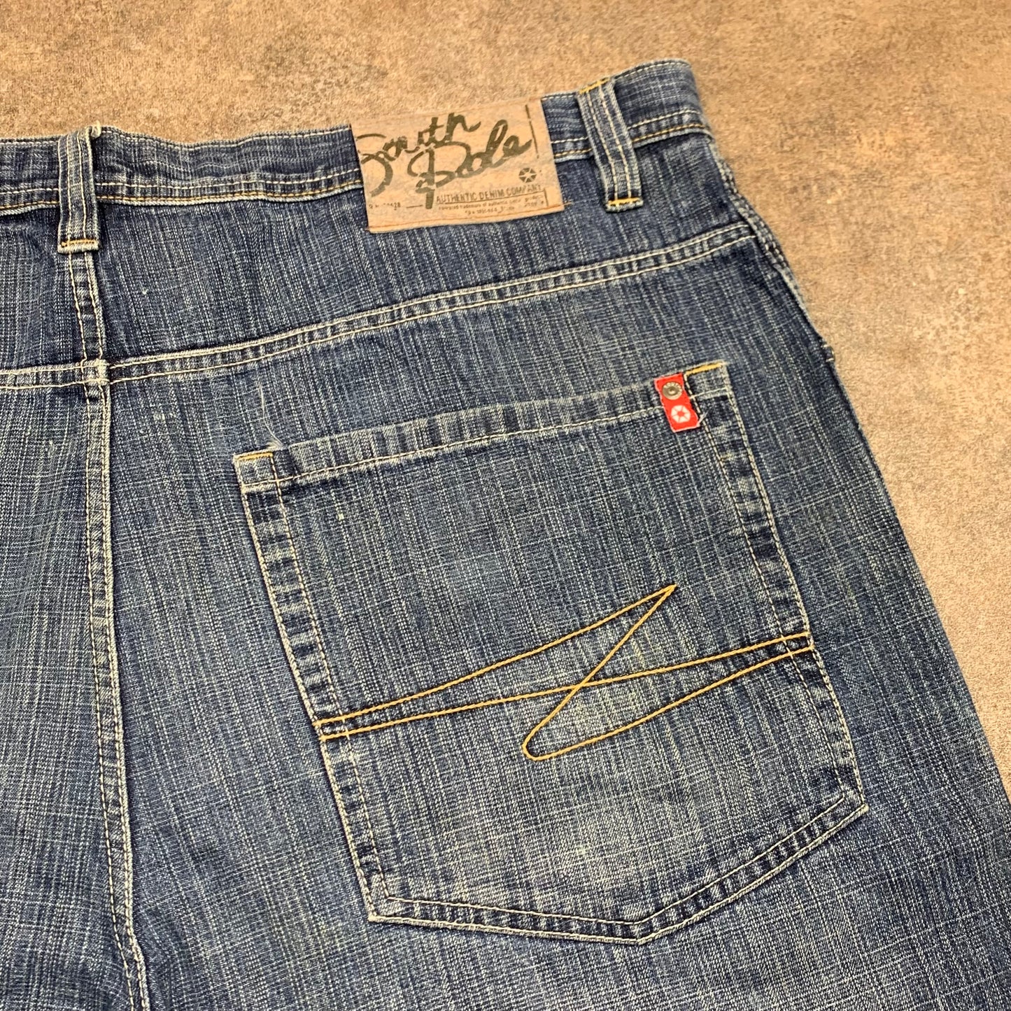 Southpole 00s red tab navy baggy jorts