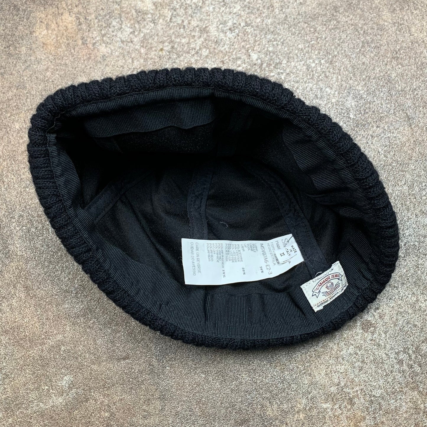Armani Jeans 00s black grey fisherman beanie