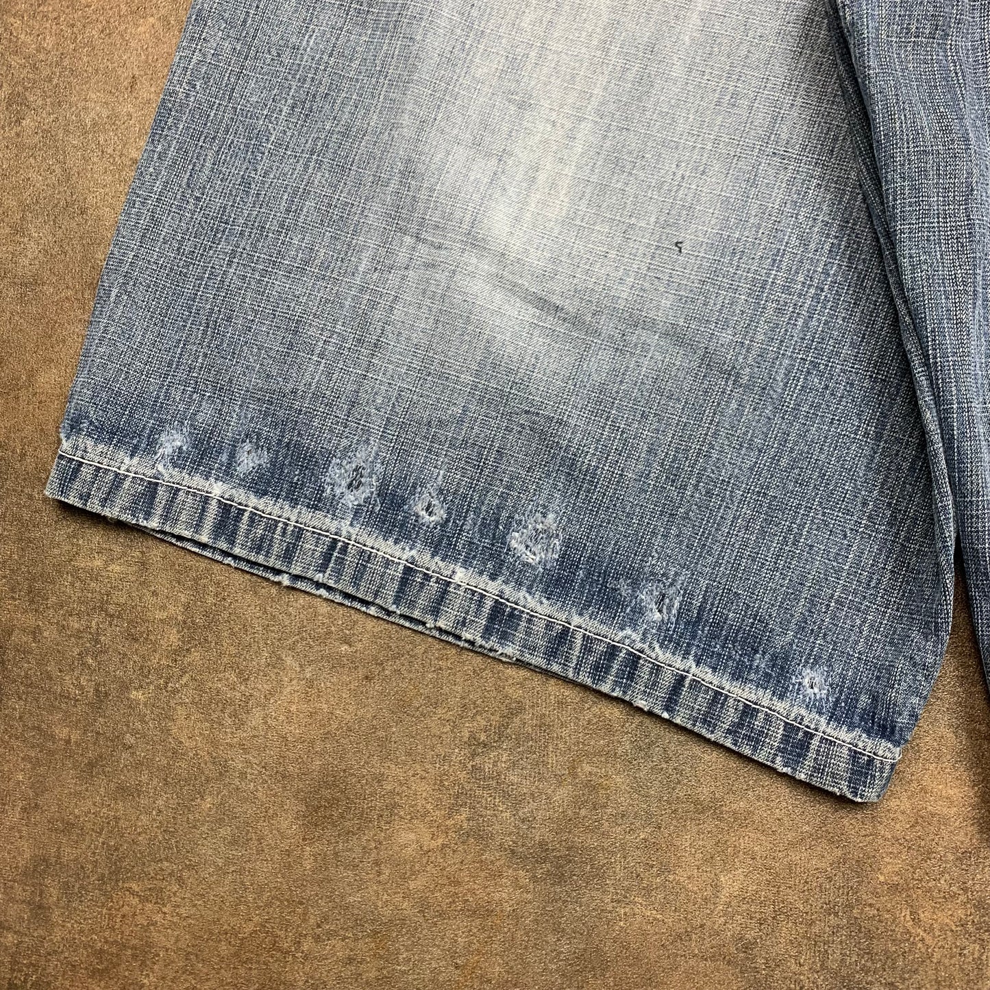 Southpole 00s blue-grey baggy red tab jorts
