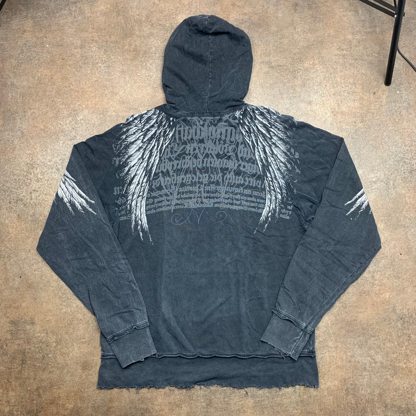 Affliction 00s black Birds of Prey hoodie