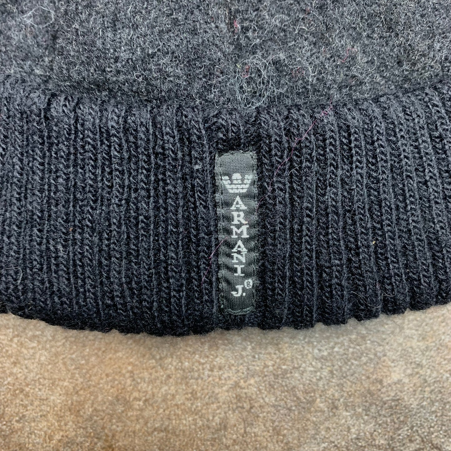 Armani Jeans 00s black grey fisherman beanie