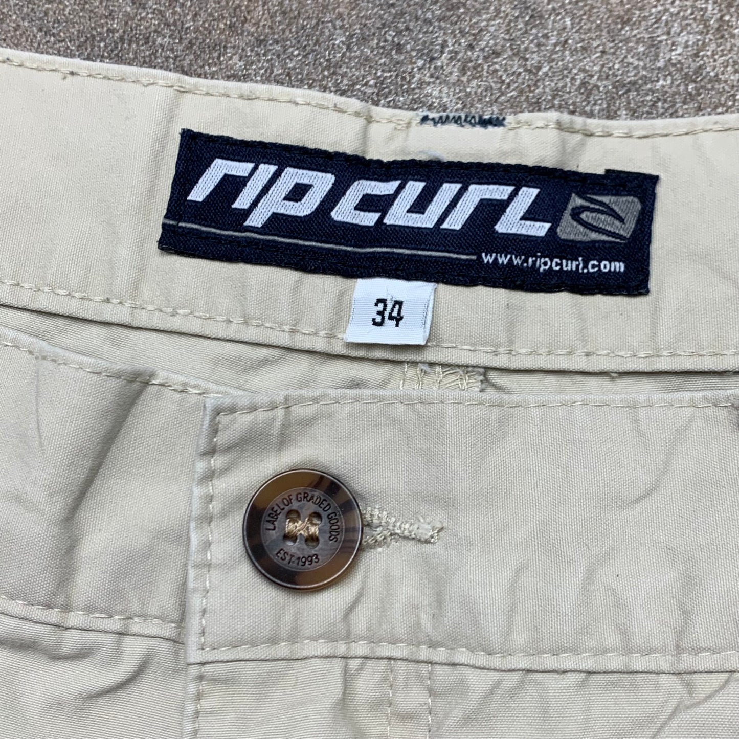 Rip Curl 90s cream baggy cargo shorts