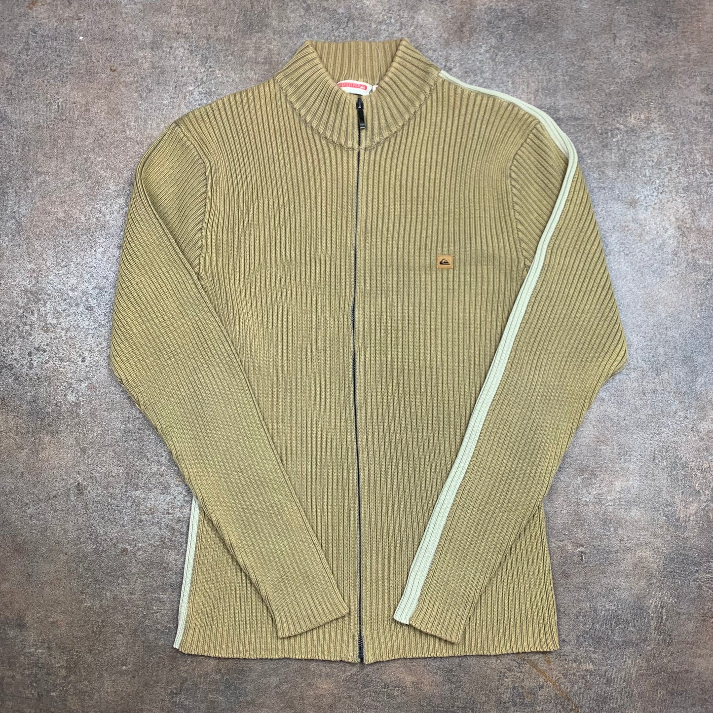Quiksilver 90s knit beige faded zip cardigan
