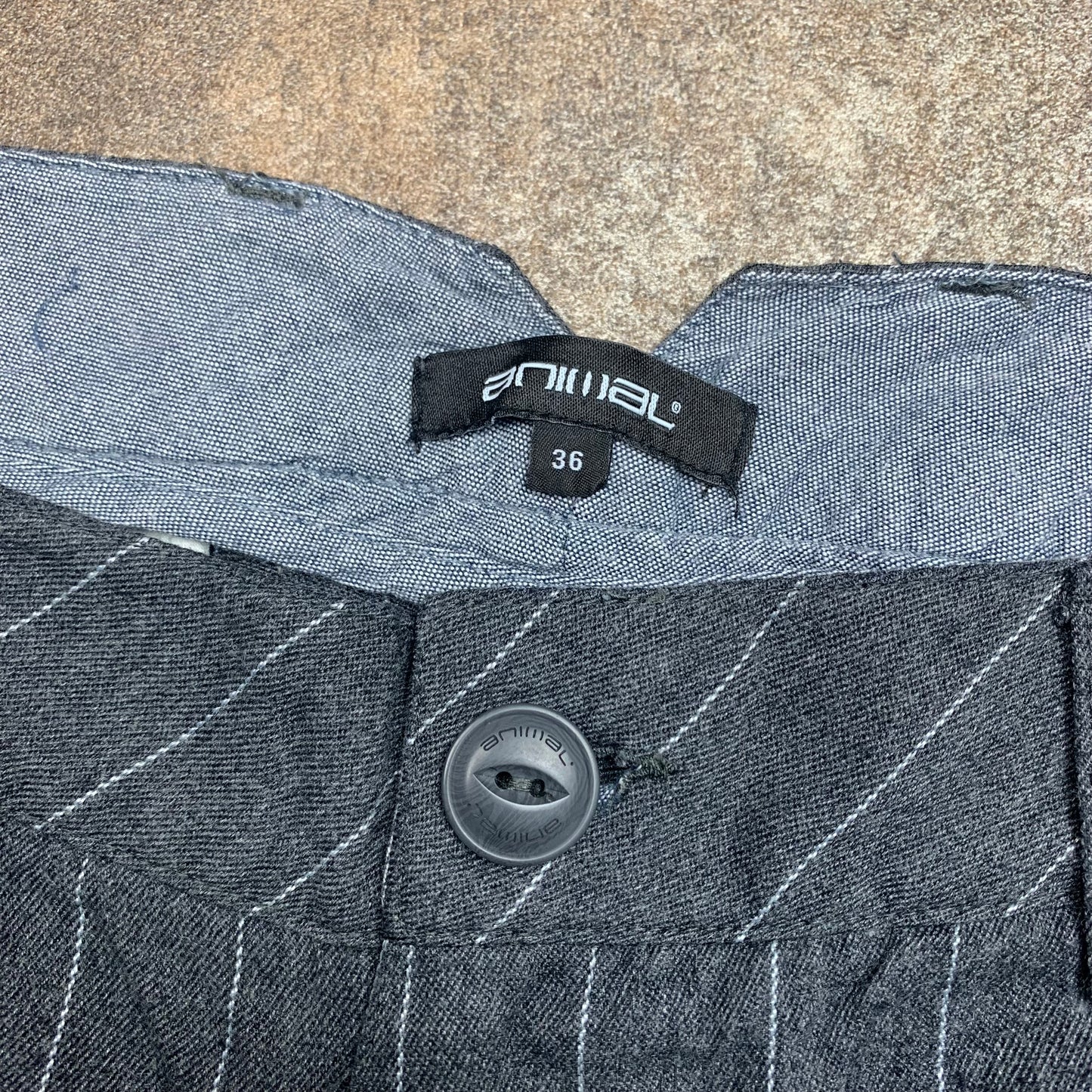 Animal grey pinstripe baggy chino shorts