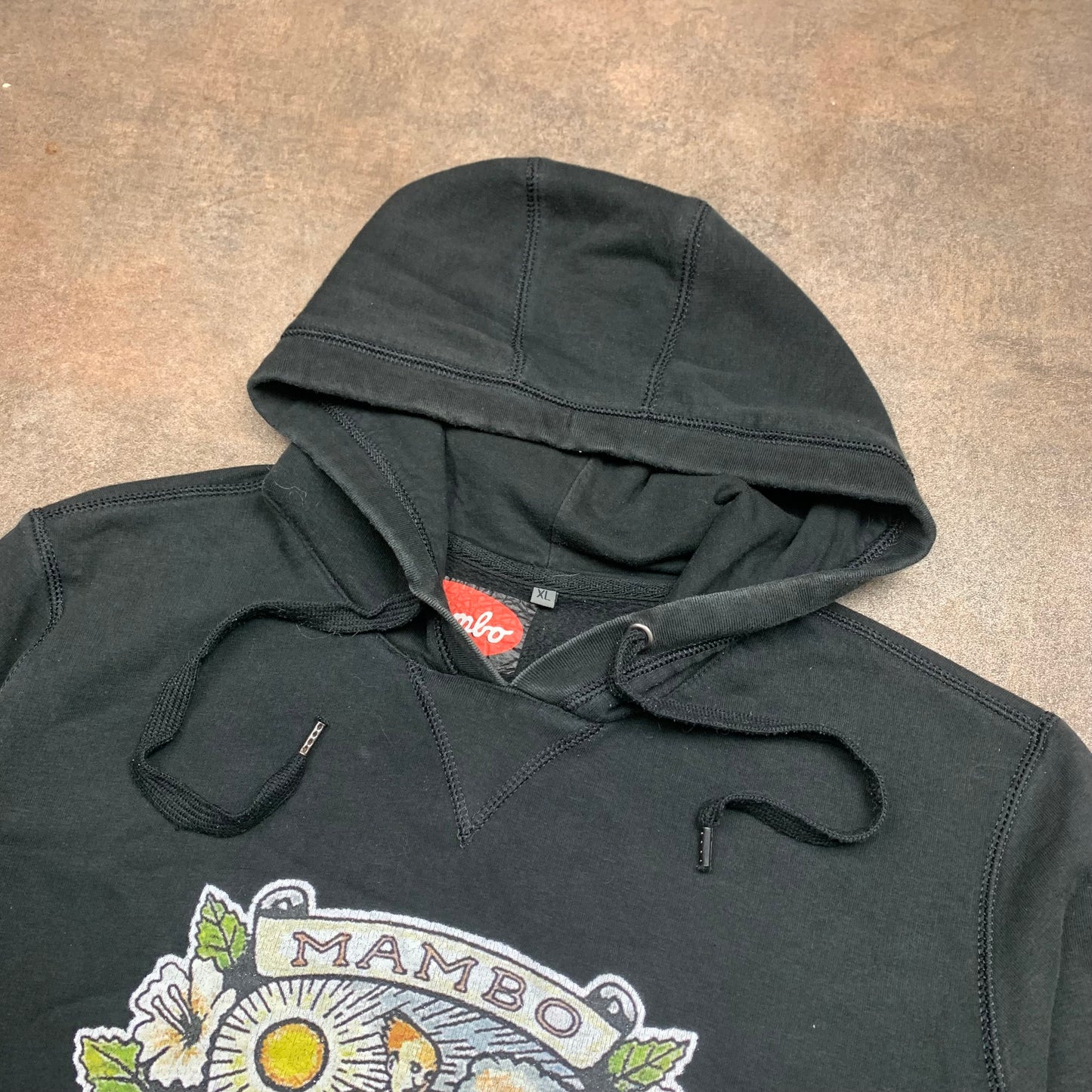 Mambo graphic black boxy hoodie
