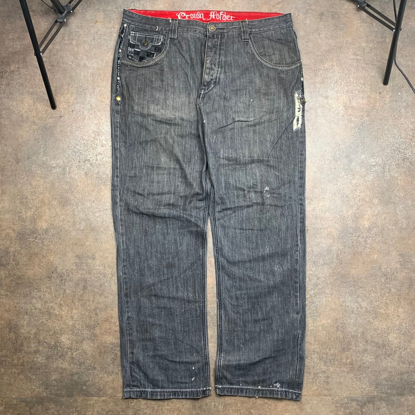 Crown Holder 00s graphic baggy grunge jeans