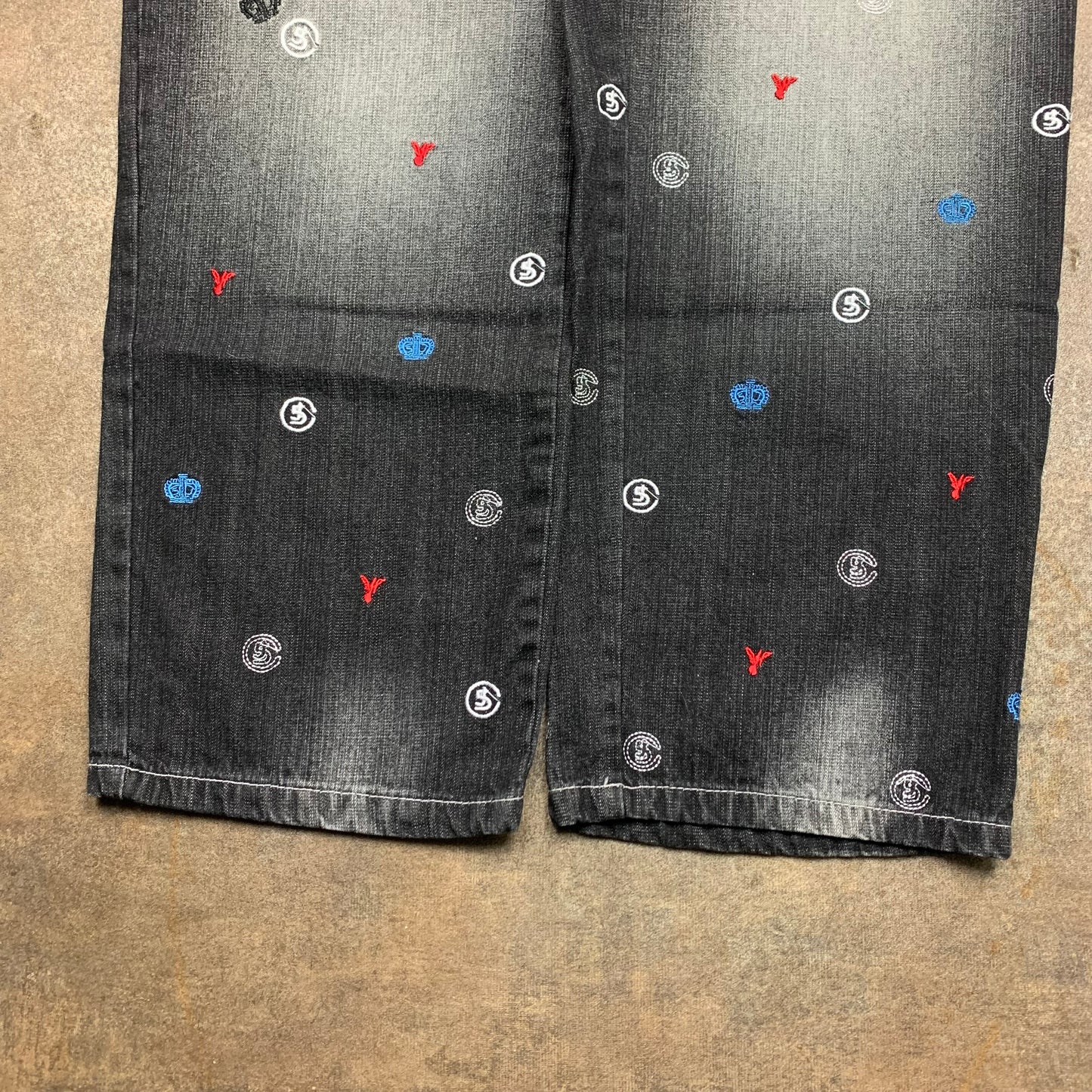 5ive Jungle and Co. baggy embroidered graphic jeans