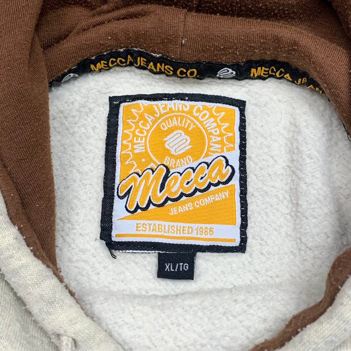 Mecca 00s graphic baggy light grey hoodie
