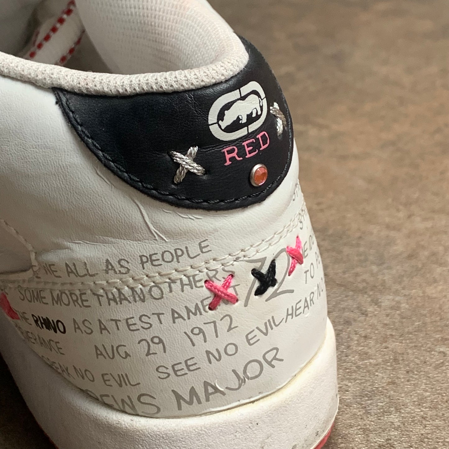 Ecko Red 00s white pink scene trainers