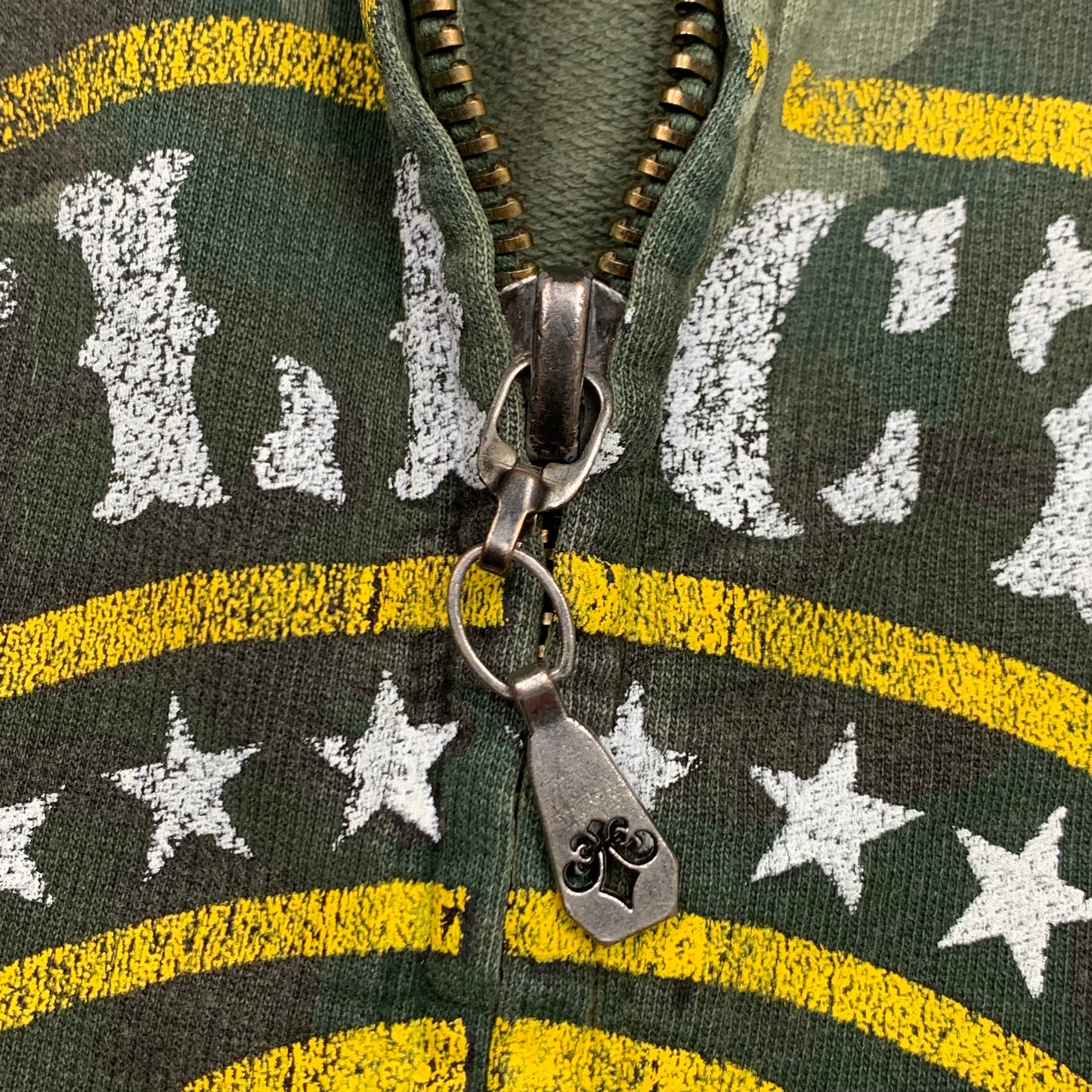 Affliction camo graphic khaki zip hoodie