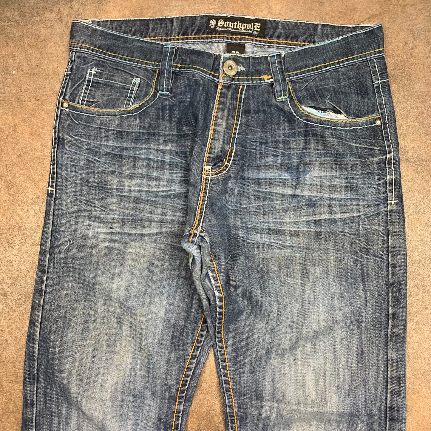Southpole 00s straight leg embroidered jeans