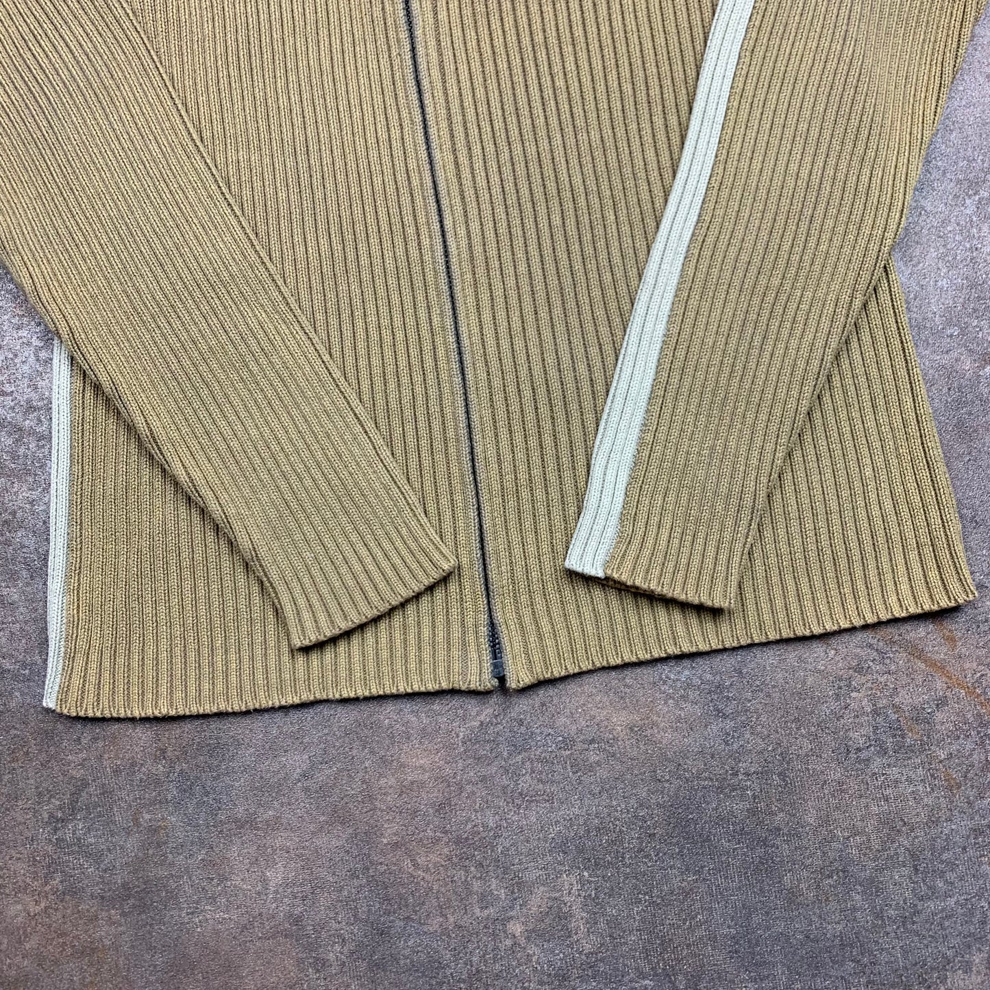 Quiksilver 90s knit beige faded zip cardigan