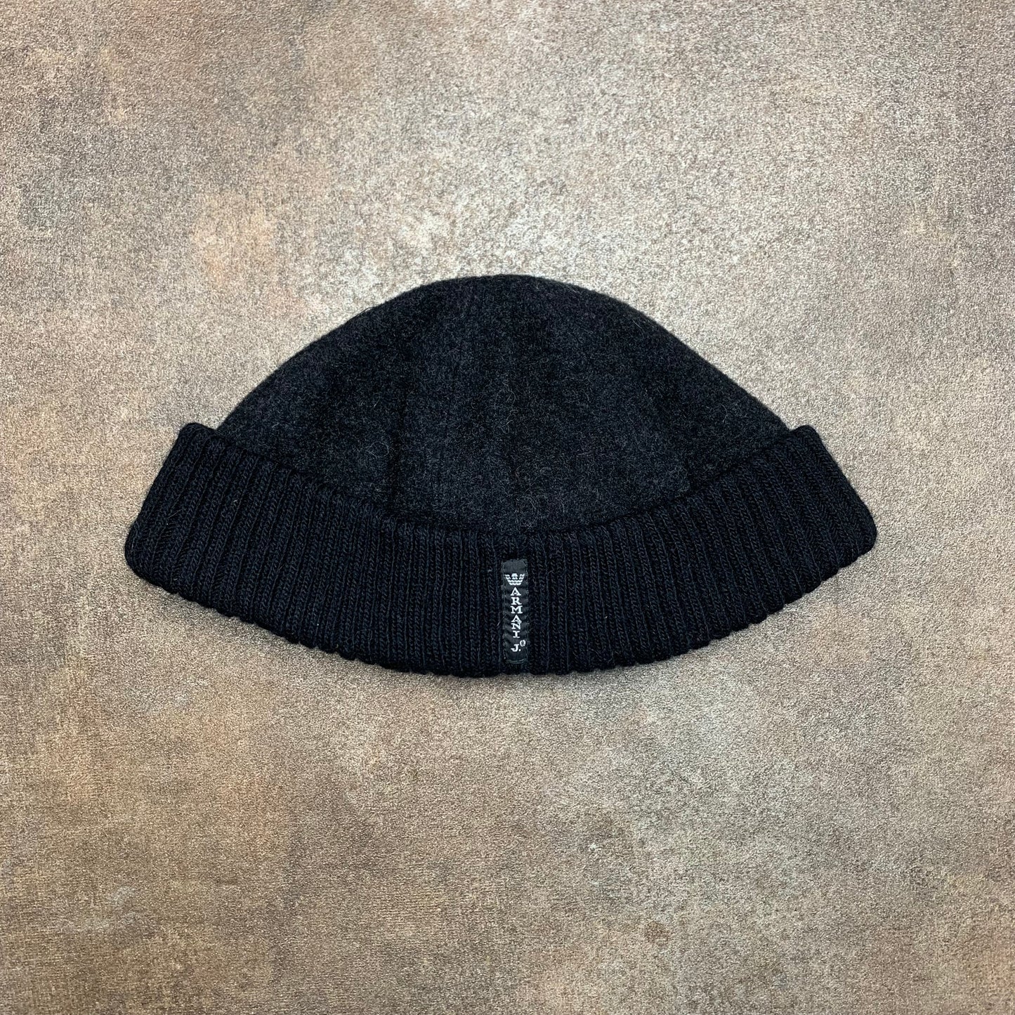Armani Jeans 00s black grey fisherman beanie
