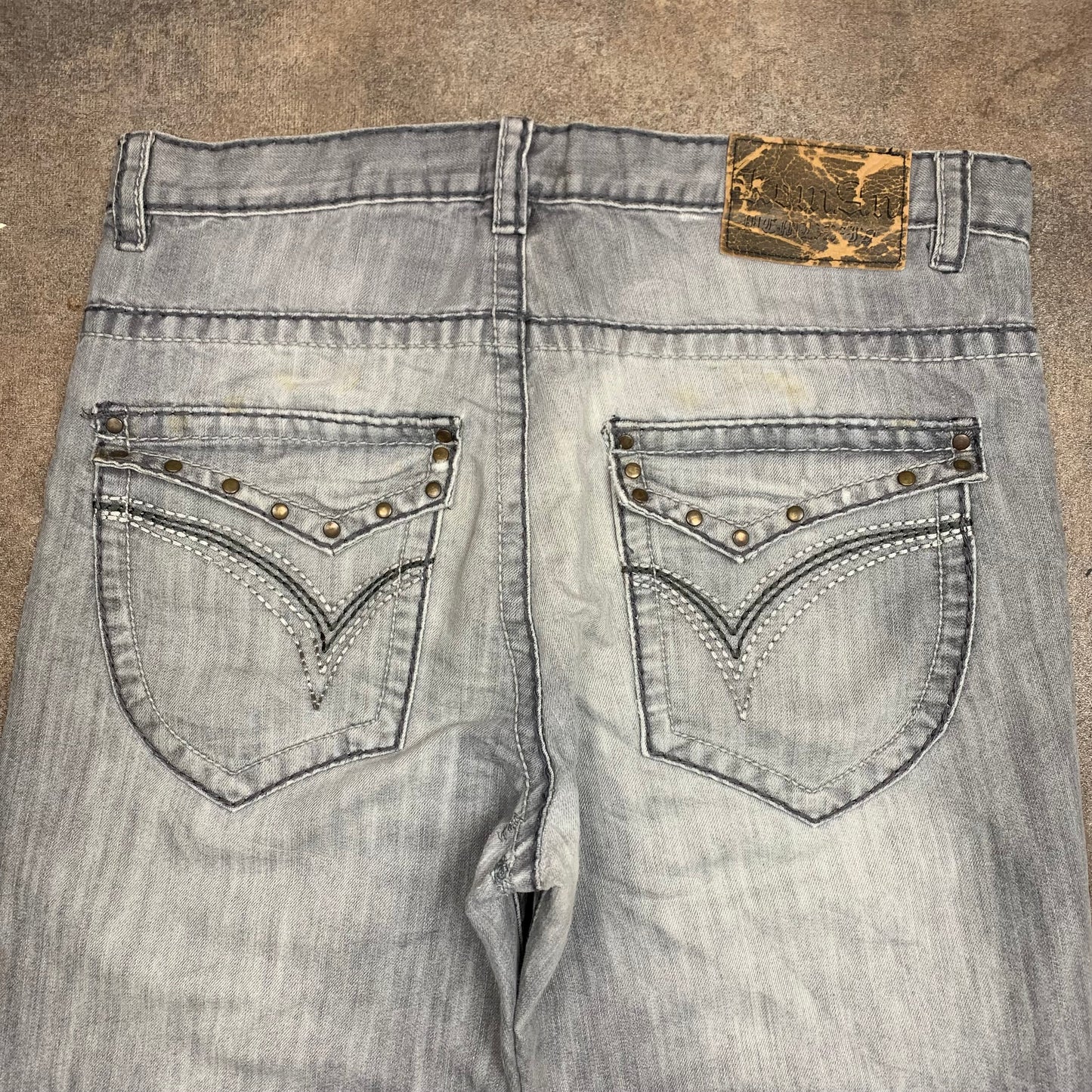 00s baggy embroidered studded jeans