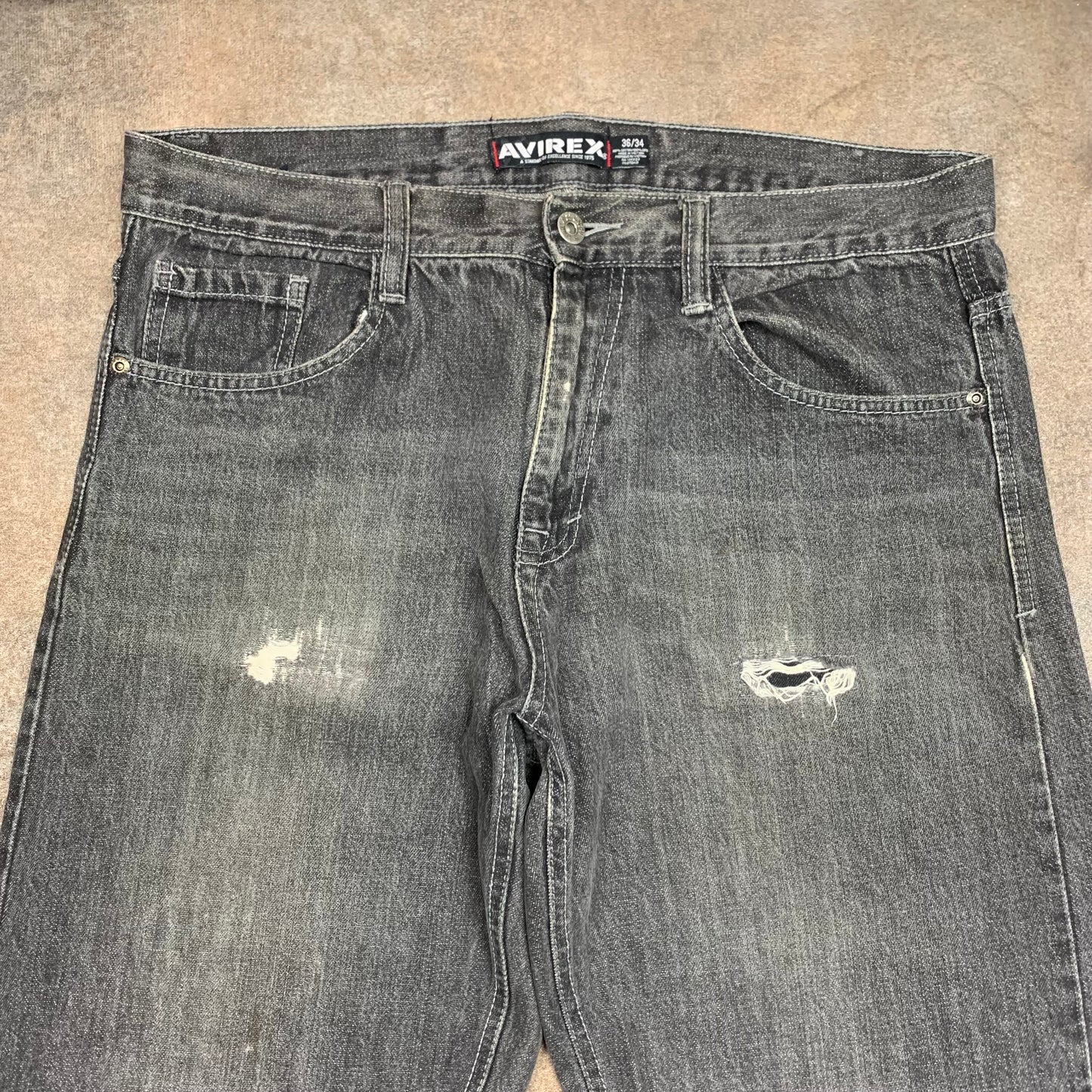 Avirex 00s baggy grey grunge denim jeans