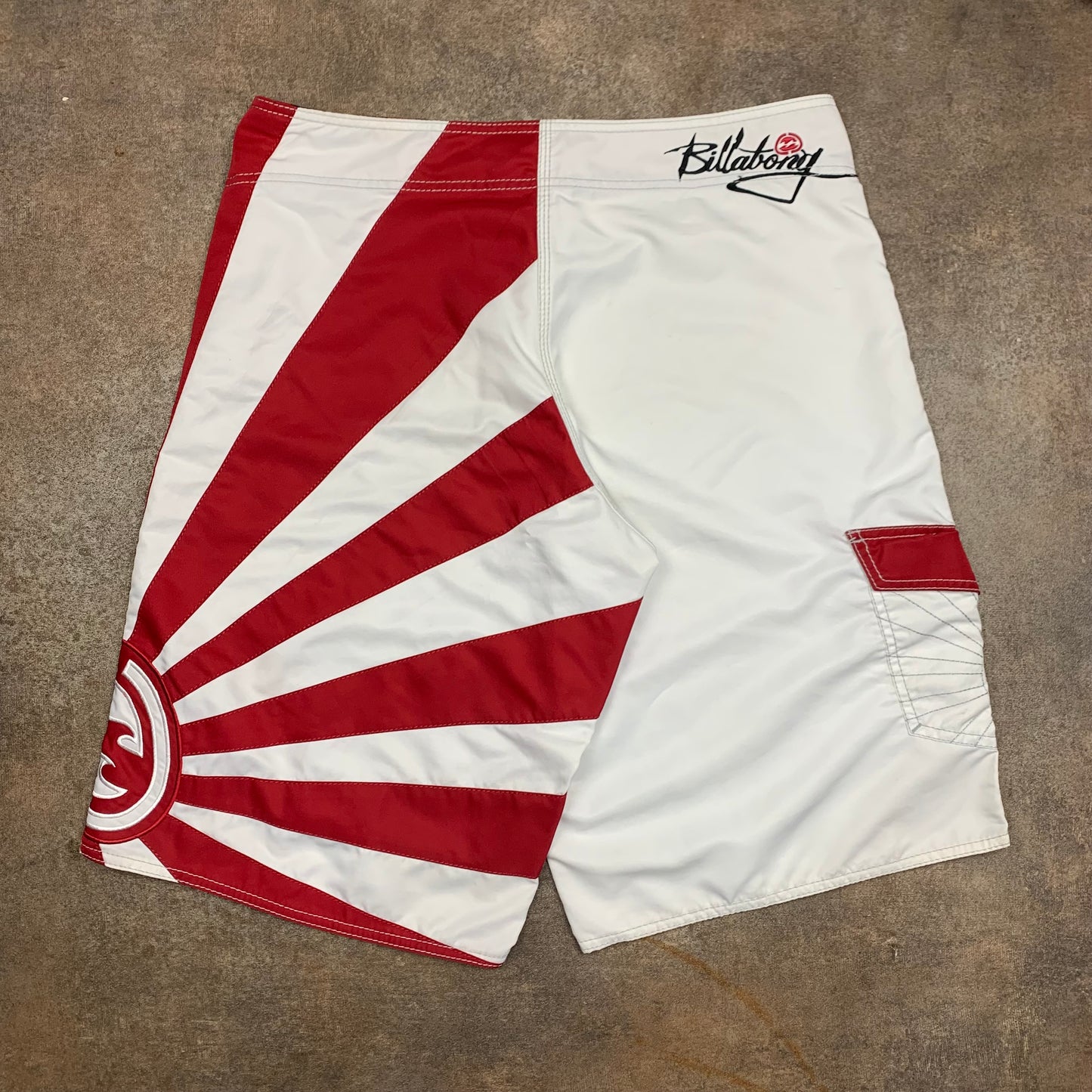 Billabong 00s Andy Iron white red graphic boardshorts