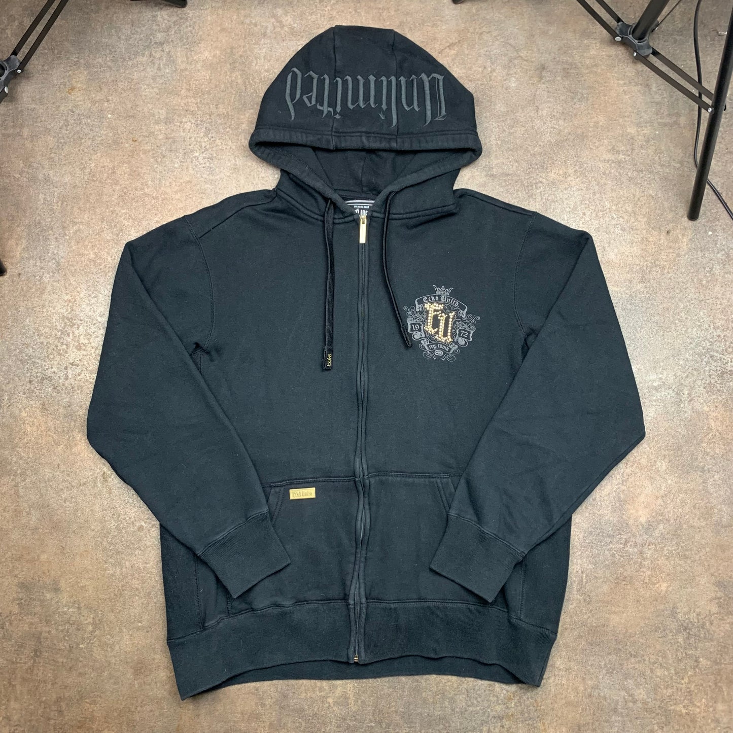 Ecko Unltd. 00s black studded graphic hoodie