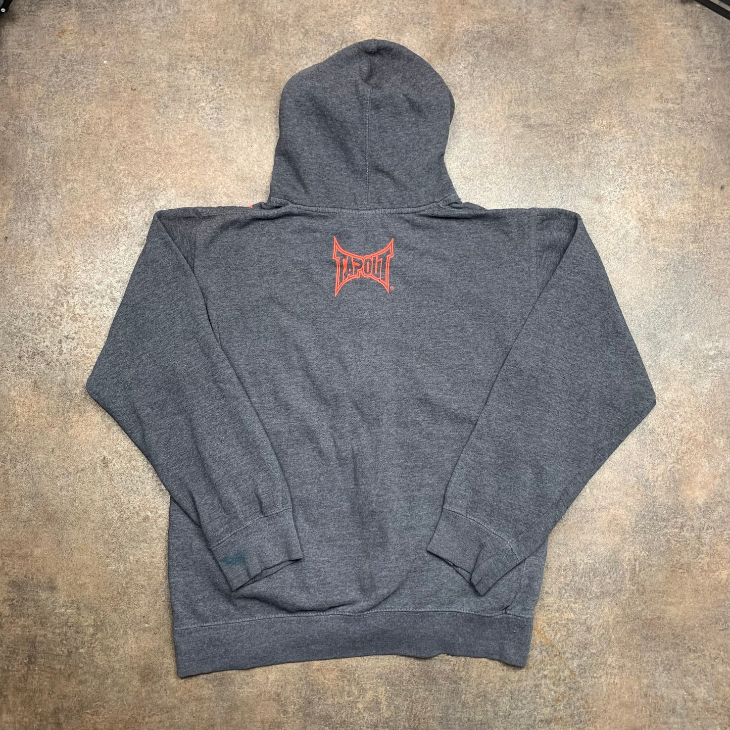 Tapout 00s grey orange grunge graphic zip hoodie