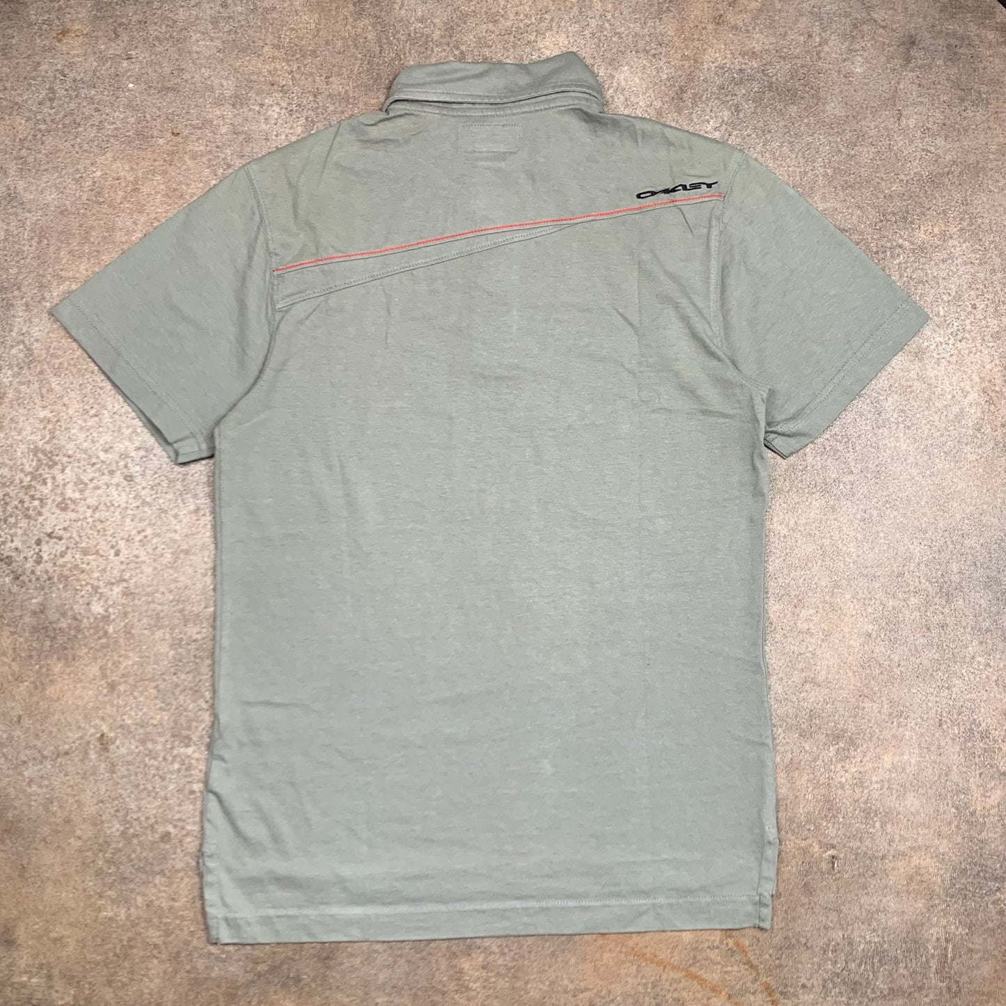 Oakley 00s grey graphic polo shirt