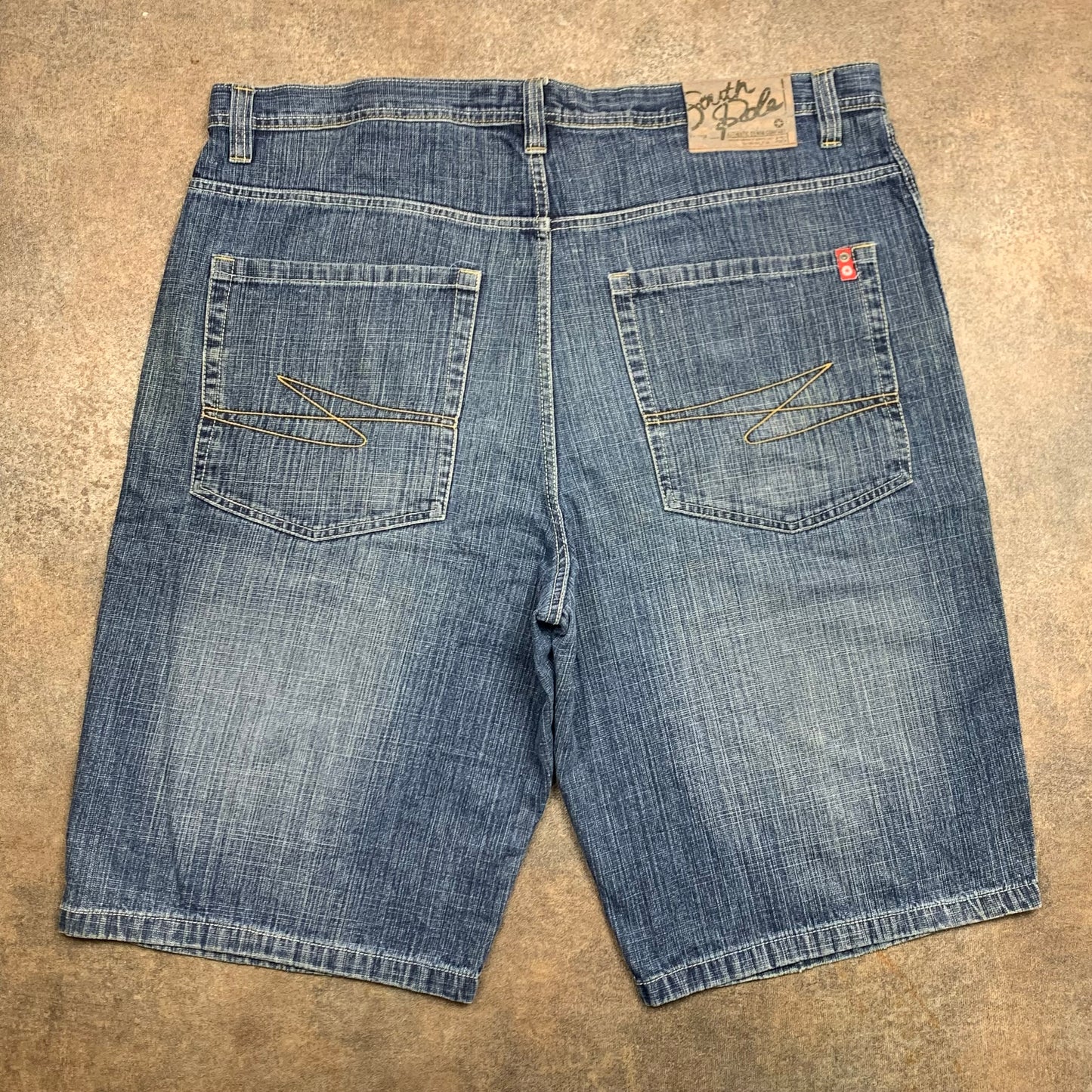 Southpole 00s red tab navy baggy jorts