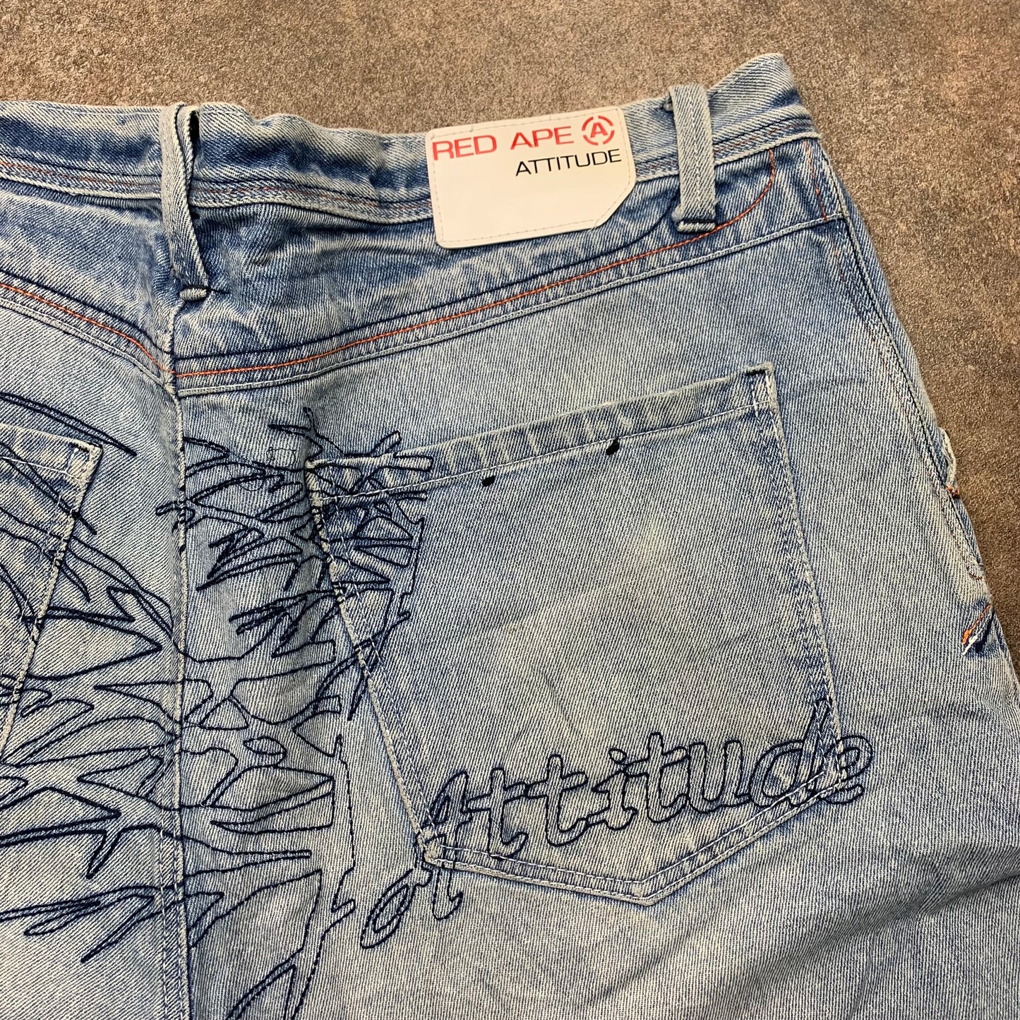Red Ape 00s baggy embroidered jeans