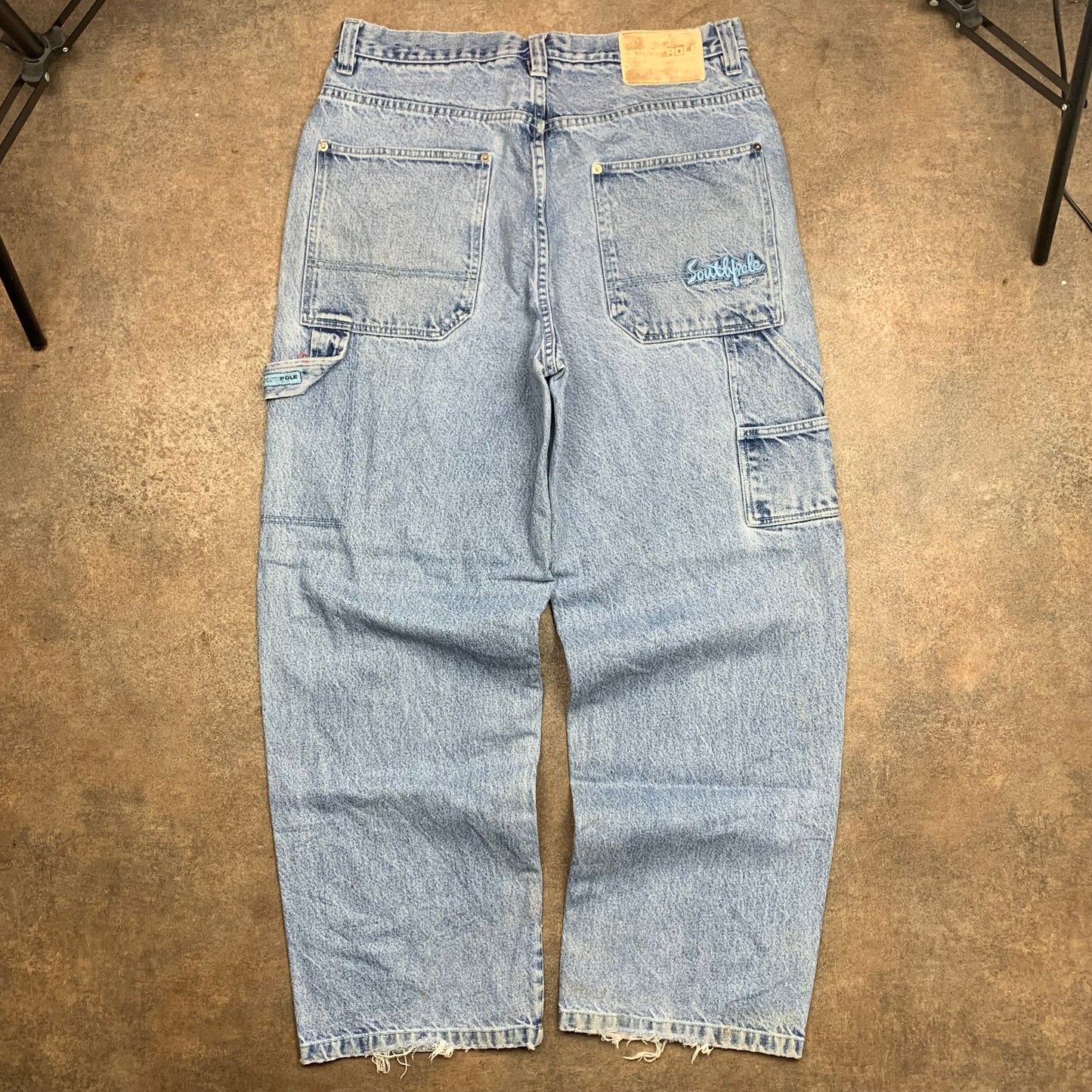 Southpole 90s baggy pale blue carpenter jeans