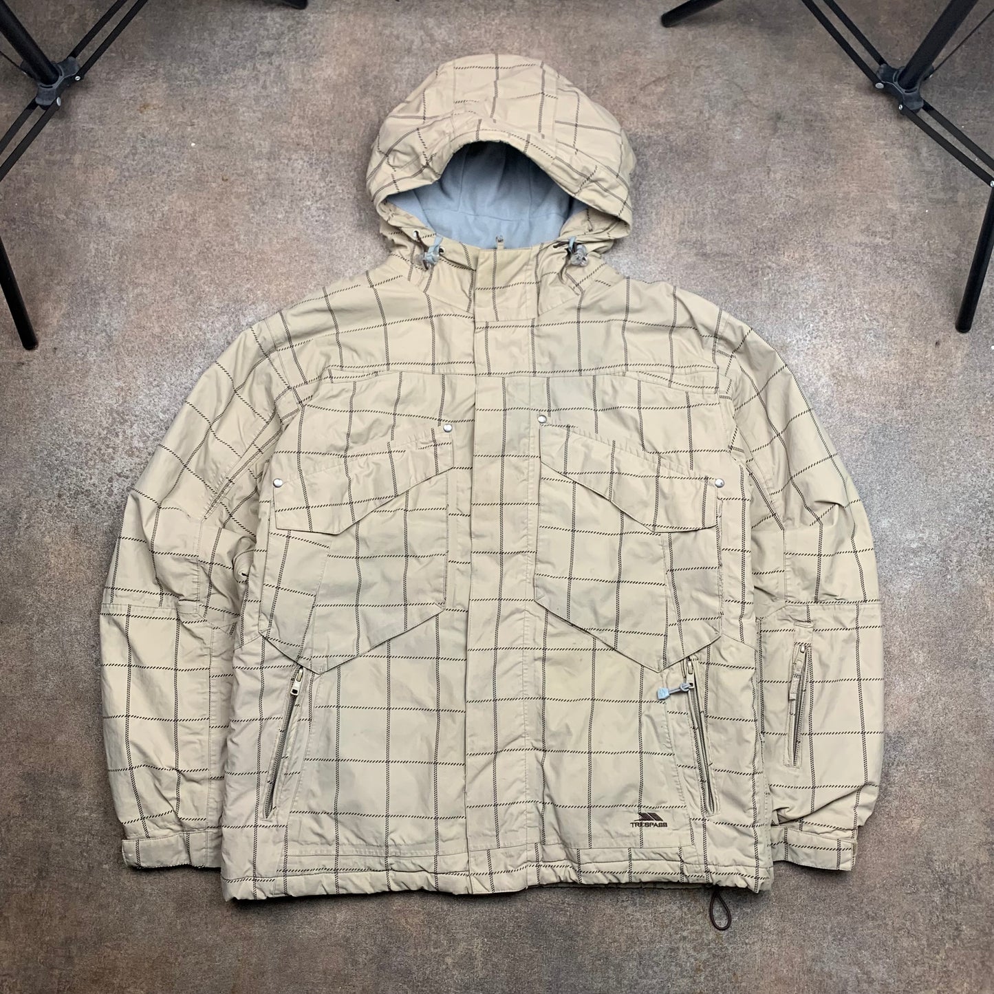 Trespass 00s plaid cream beige ski jacket