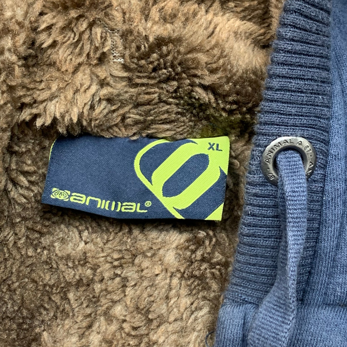 Animal 00s navy graphic fur lined hoodie