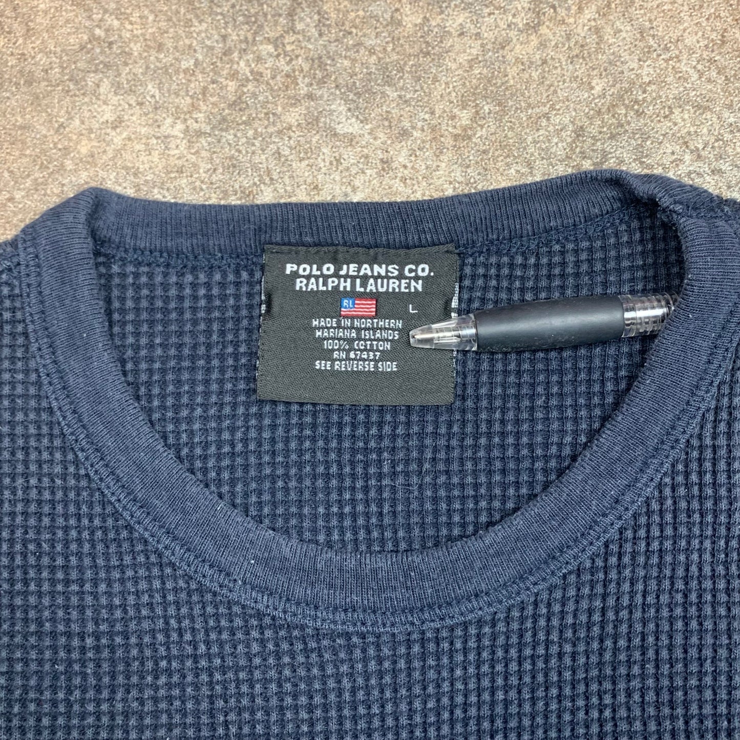 Polo Jeans 00s navy thermal long sleeve tee