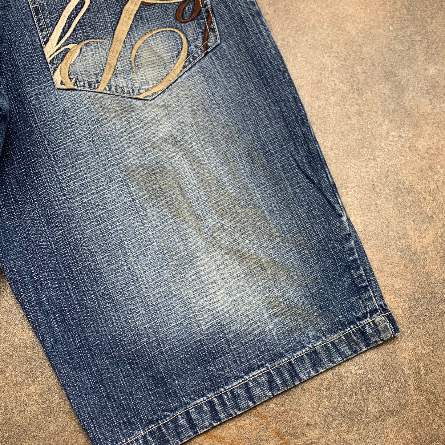 Southpole 00s navy graphic baggy jorts
