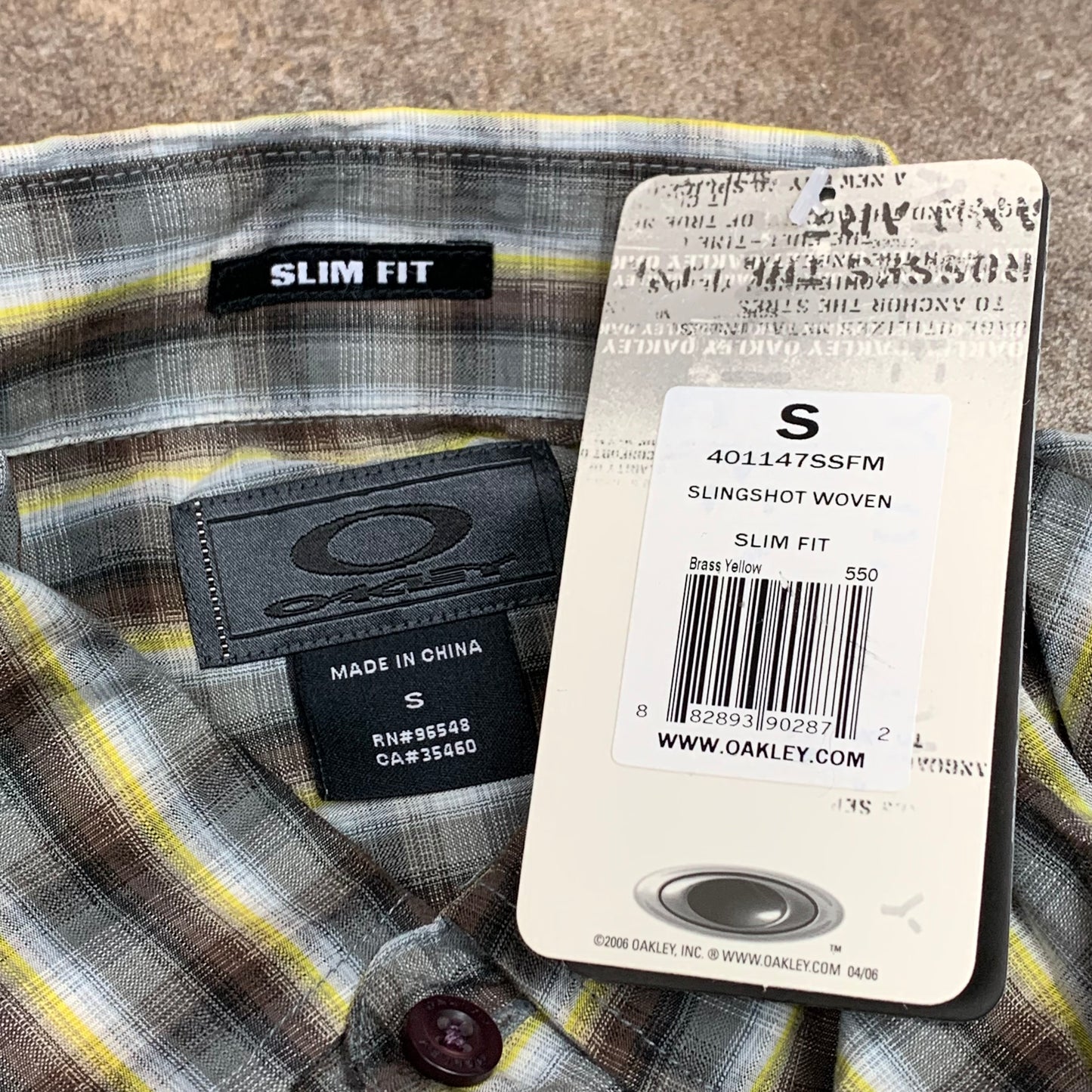 Oakley 00s plaid pocket button white brown shirt