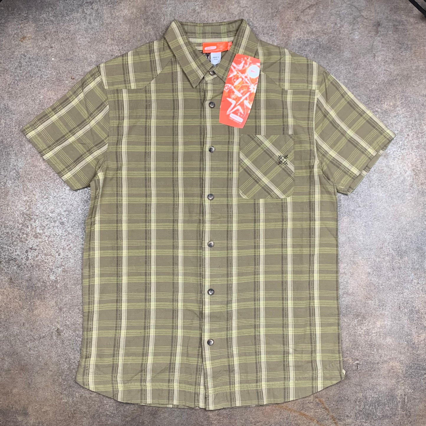 Oxbow 00s plaid khaki graphic shirt