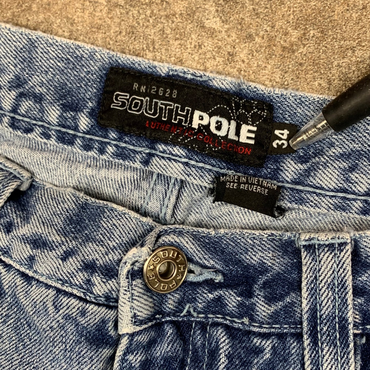 Southpole 90s baggy pale blue carpenter jeans