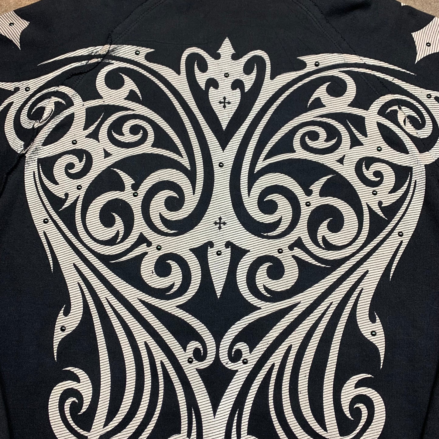 Affliction 00s studded graphic grunge hoodie