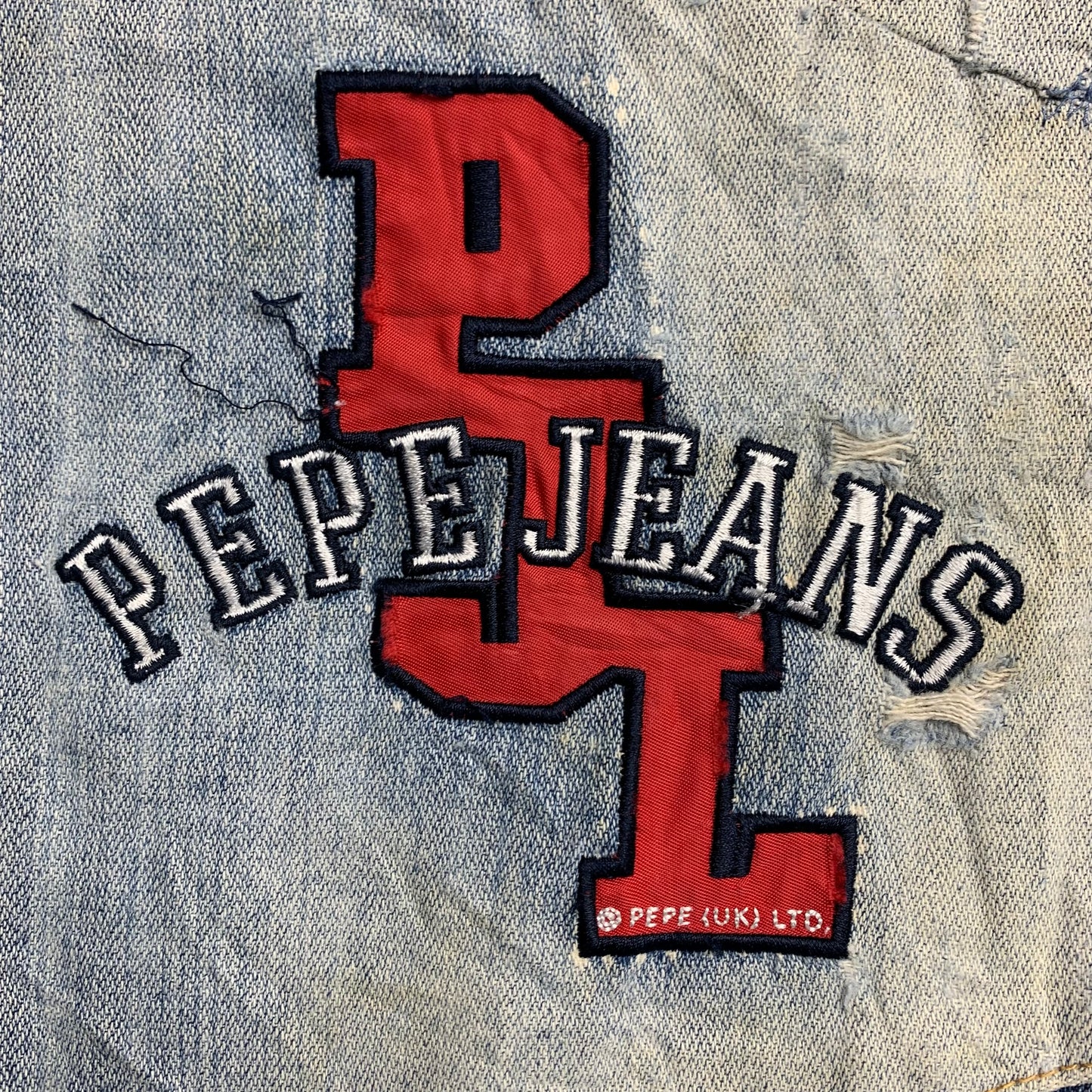 Pepe Jeans 00s graphic cut and sew baggy jeans