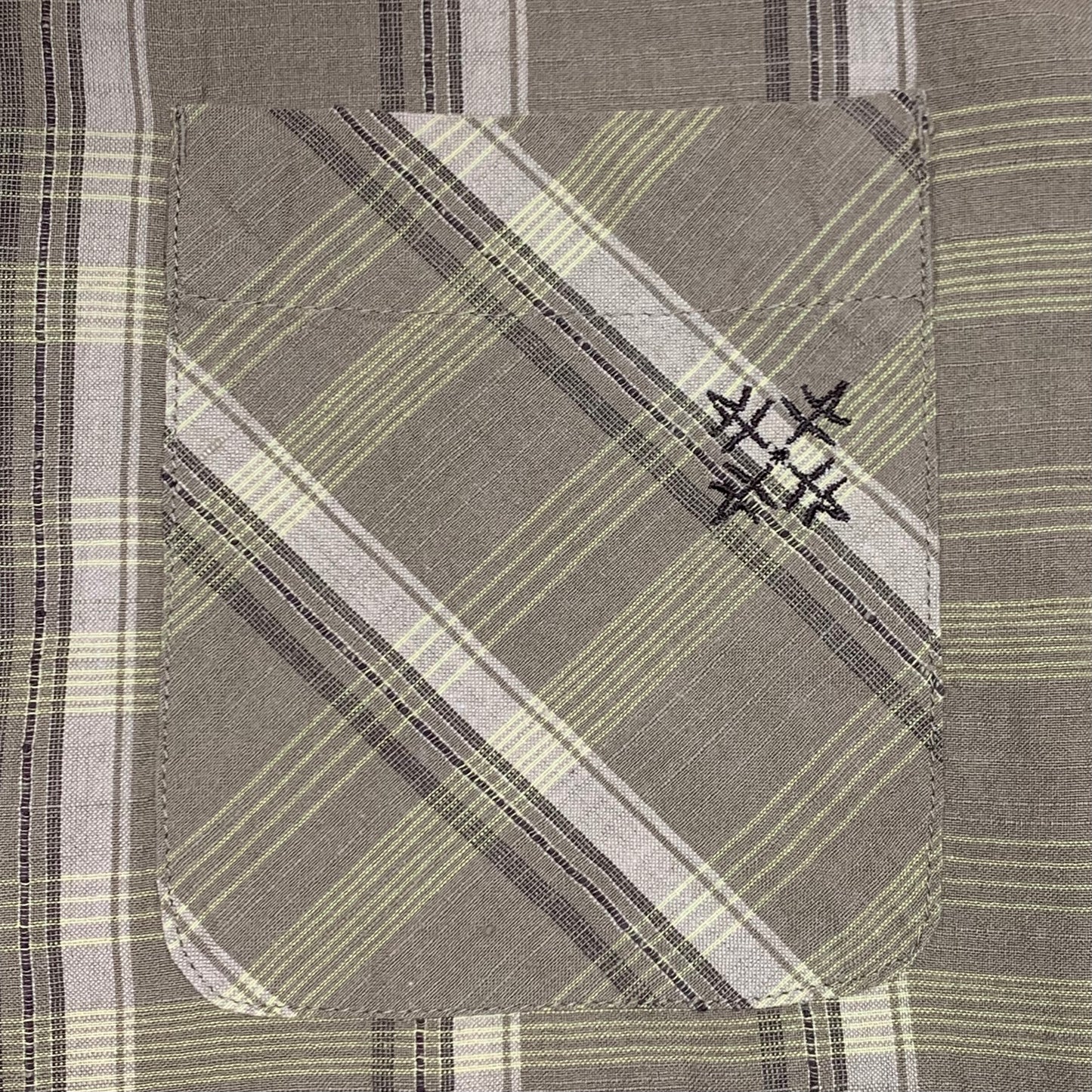 Oxbow 00s plaid khaki graphic shirt