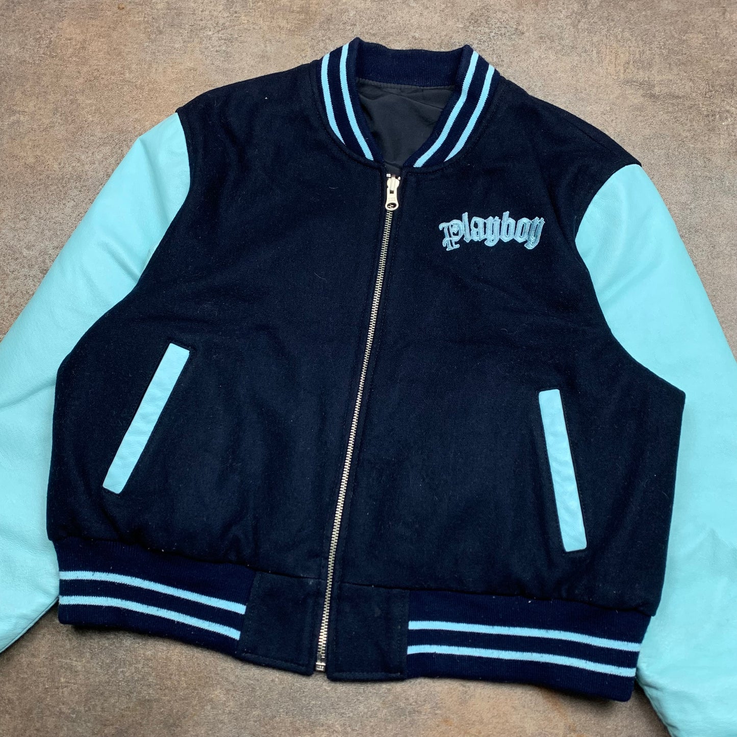 Playboy 00s reversible black blue cropped jacket