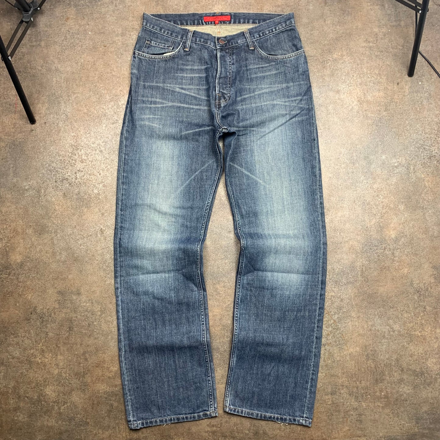 FCUK 00s navy embroidered jeans
