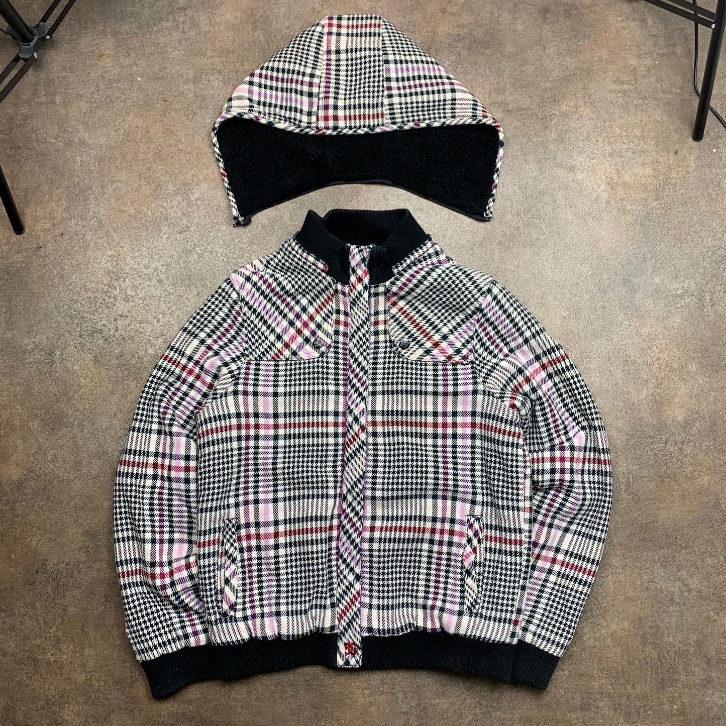 DC Shoes 00s plaid graphic zip hoodie