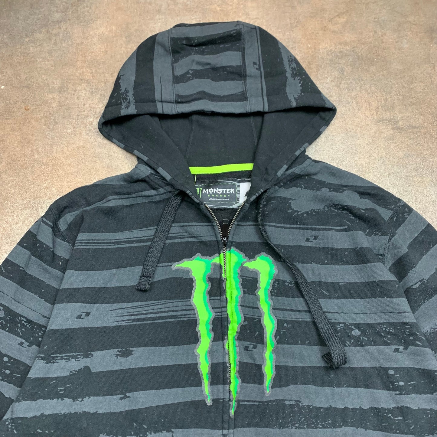 Monster Energy One Industries graphic grunge hoodie