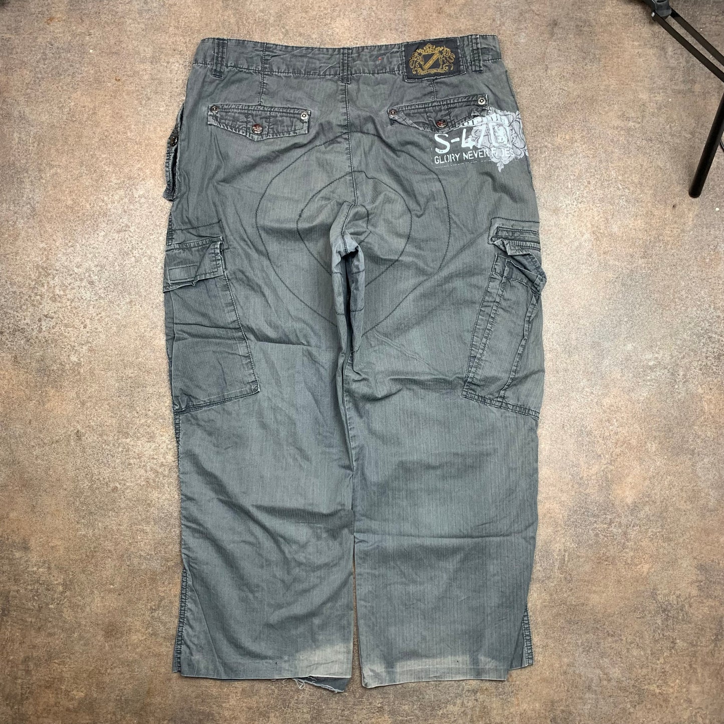 Lambretta 90s grey baggy cargo 3/4 jeans