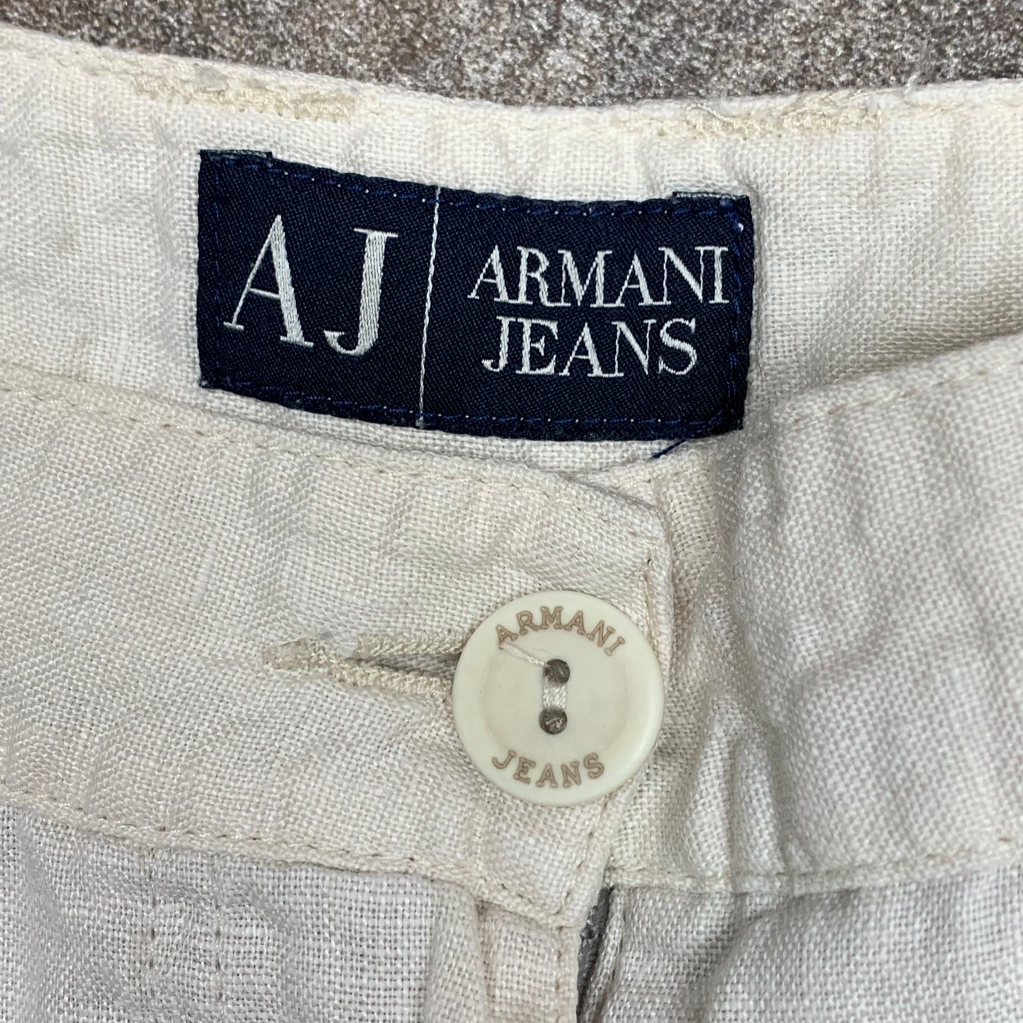 Armani Jeans 00s cream baggy linen jeans