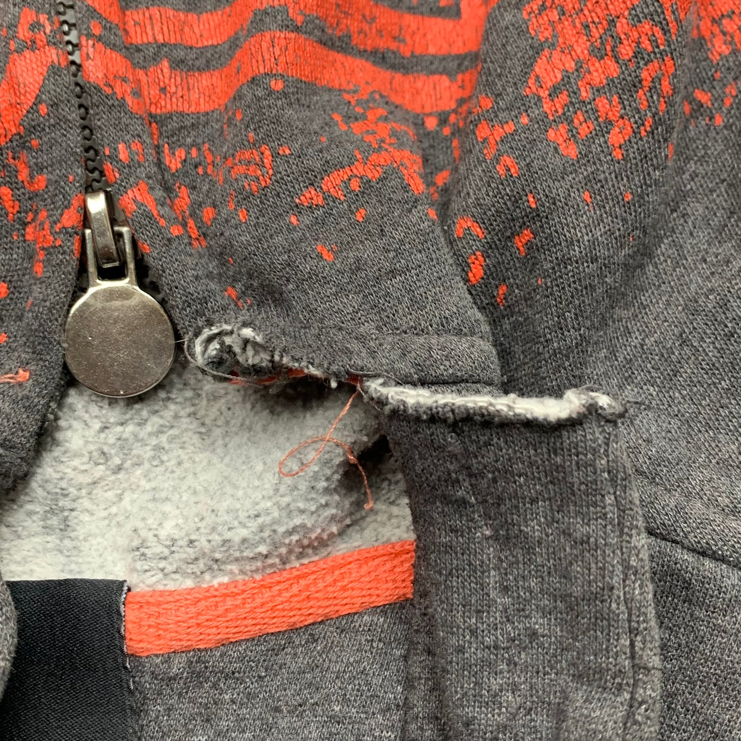 Tapout 00s grey orange grunge graphic zip hoodie