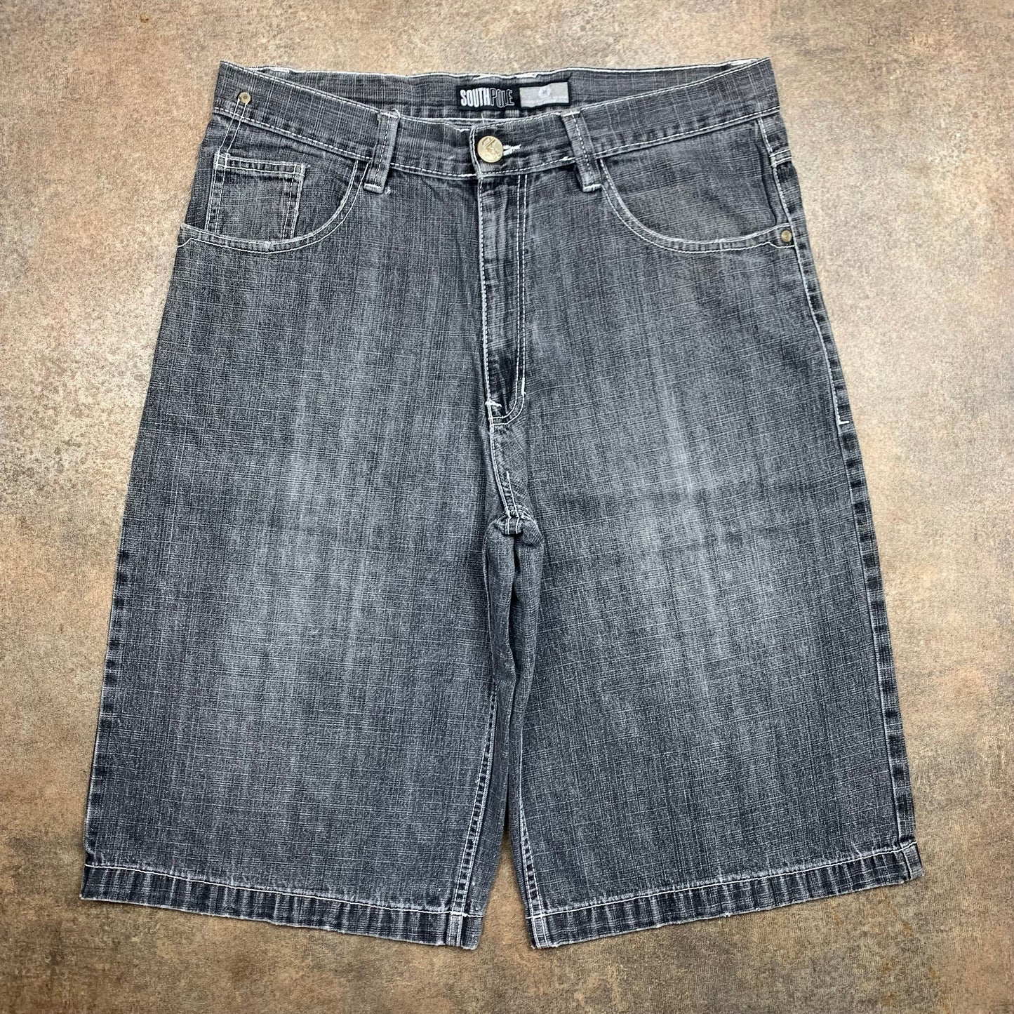 Southpole 00s grey baggy graphic jorts