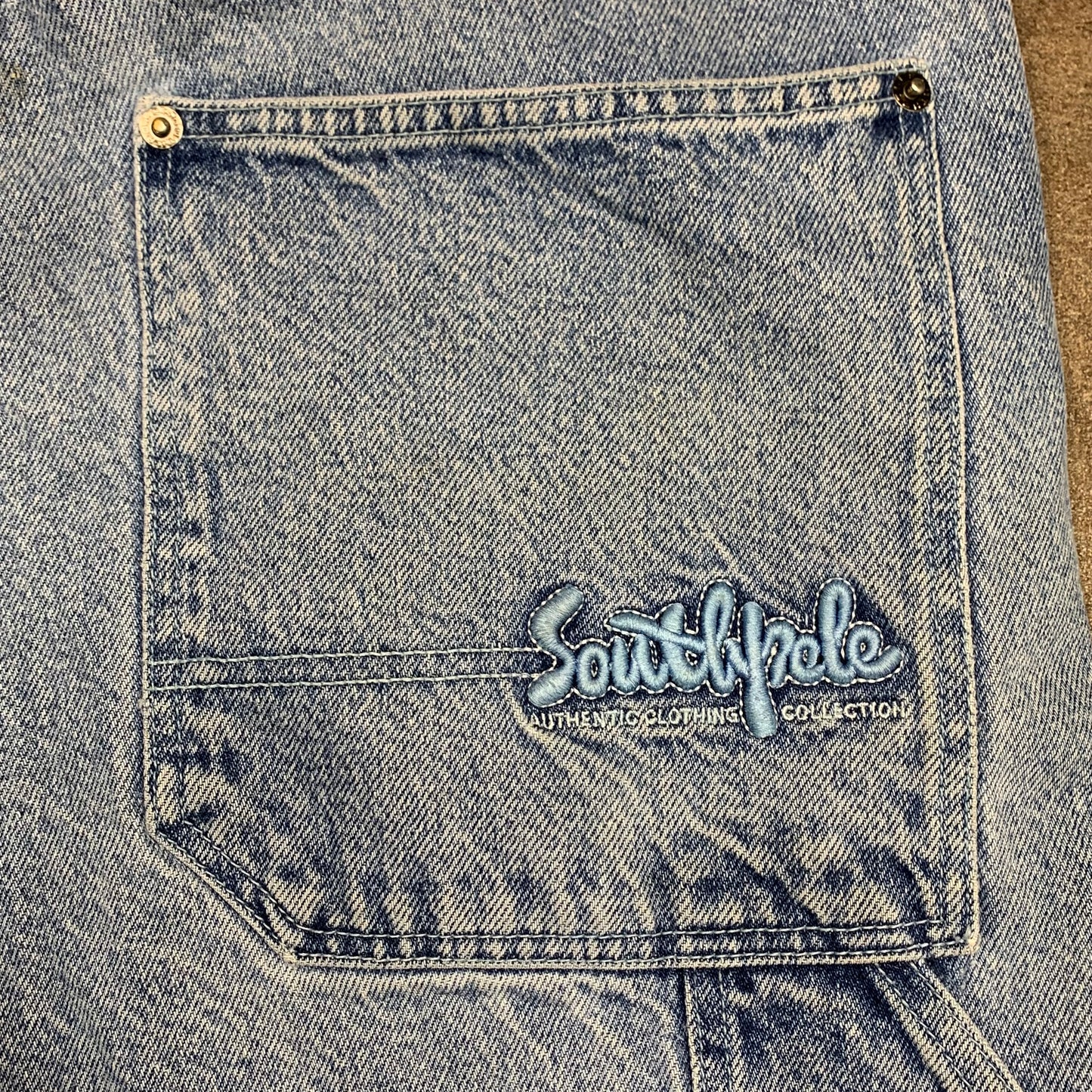 Southpole 90s baggy pale blue carpenter jeans